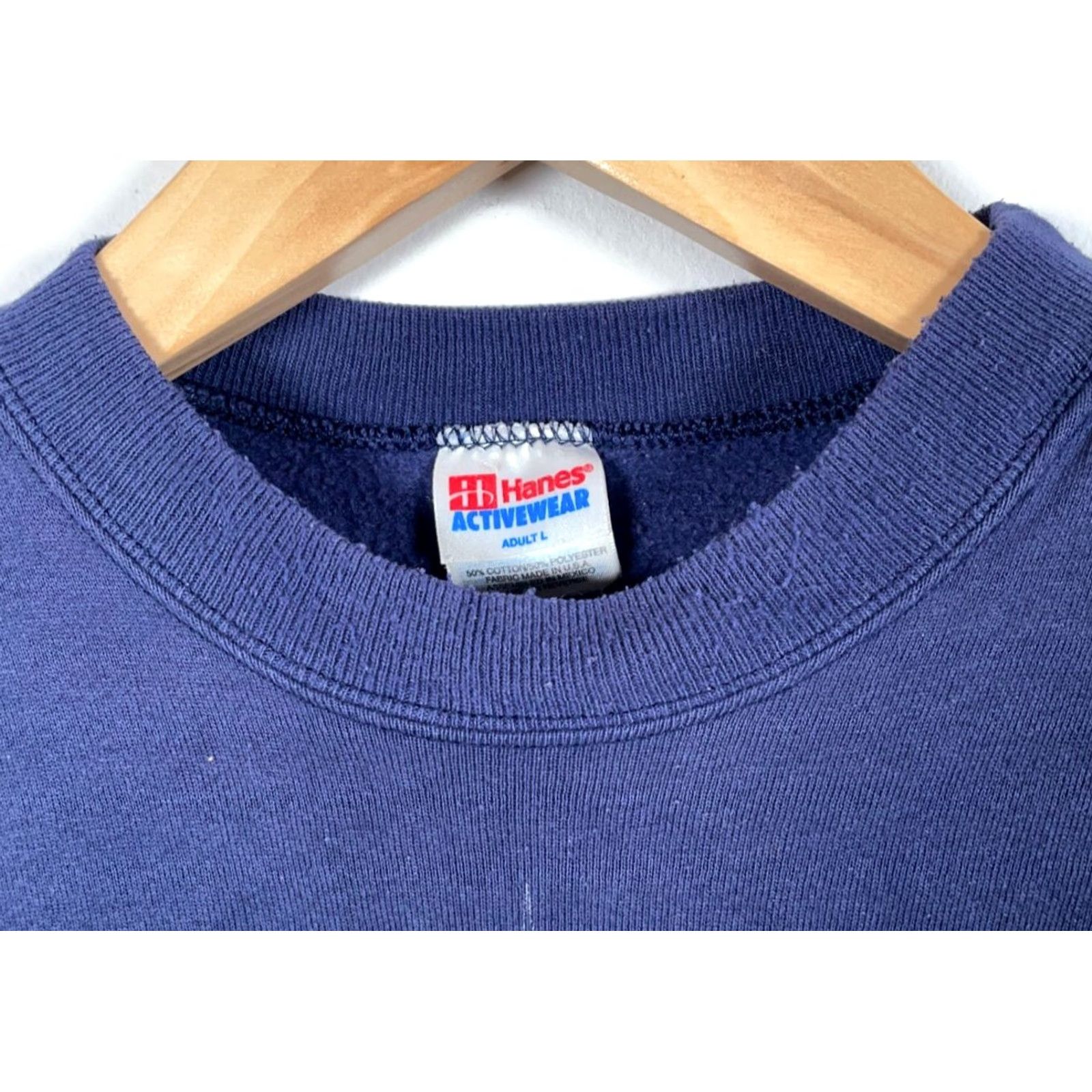 Hanes VINTAGE Hanes Sweatshirt Crewneck 90s Nautical Dark Blue Men Large Woolly Cotton Fleece Graphic Print Logo City Wixom Lake Michigan Size US L / EU 52-54 / 3 - 5 Thumbnail