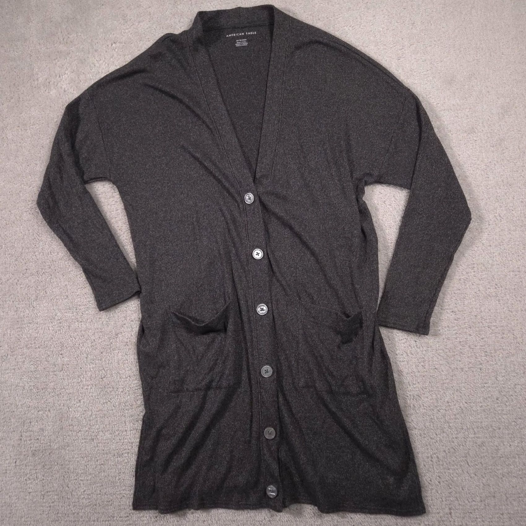 American Eagle Outfitters American Eagle Outfitters Cardigan Sweater Womens XS Gray V Neck Button Front Size XS / US 0-2 / IT 36-38 - 2 Thumbnail