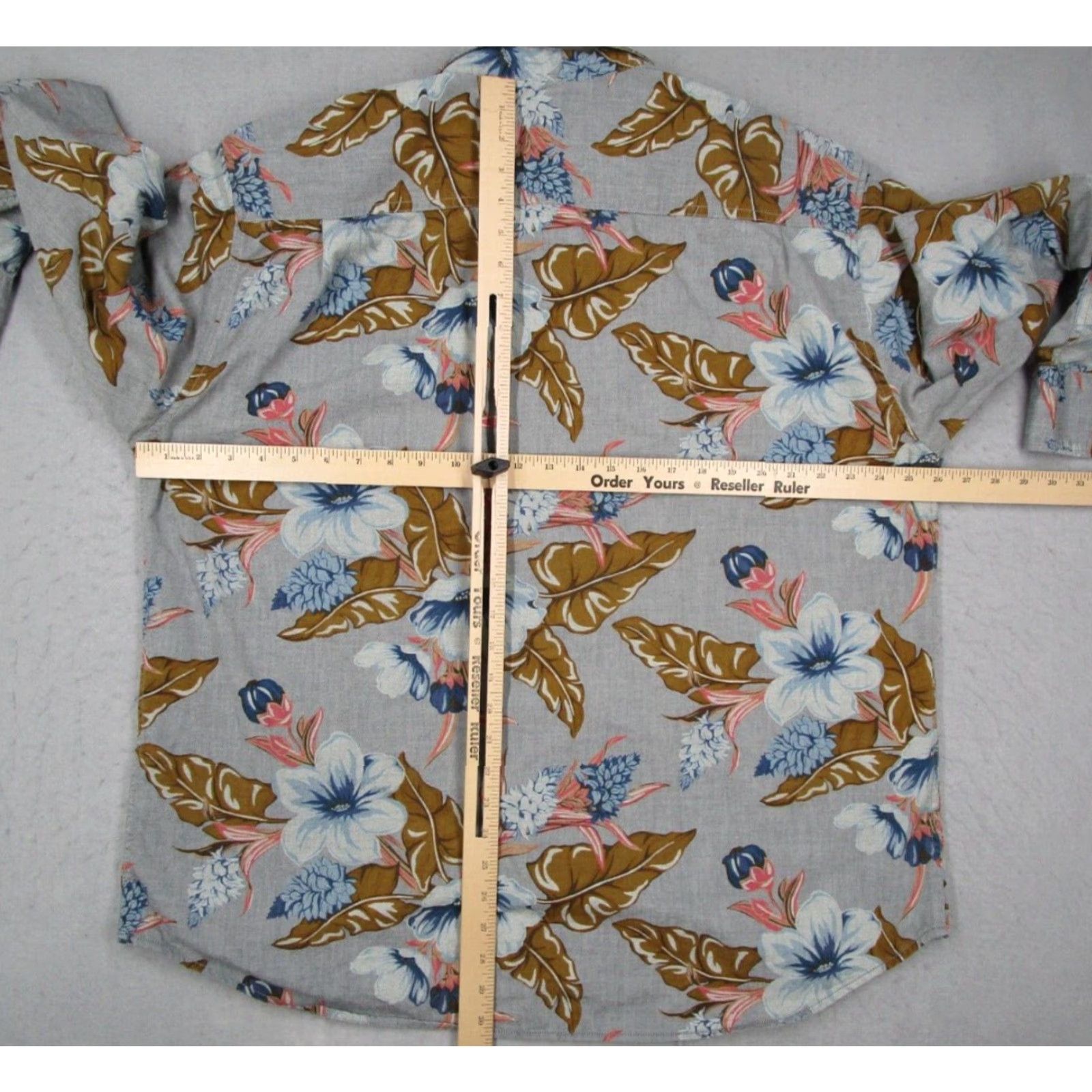 Tommy Bahama TOMMY BAHAMA Shirt Mens 2XL Gray Floral Hibiscus Button Up Long Sleeve Twill Cotton Casual Beach Tropical Tiki Size US XXL / EU 58 / 5 - 4 Thumbnail