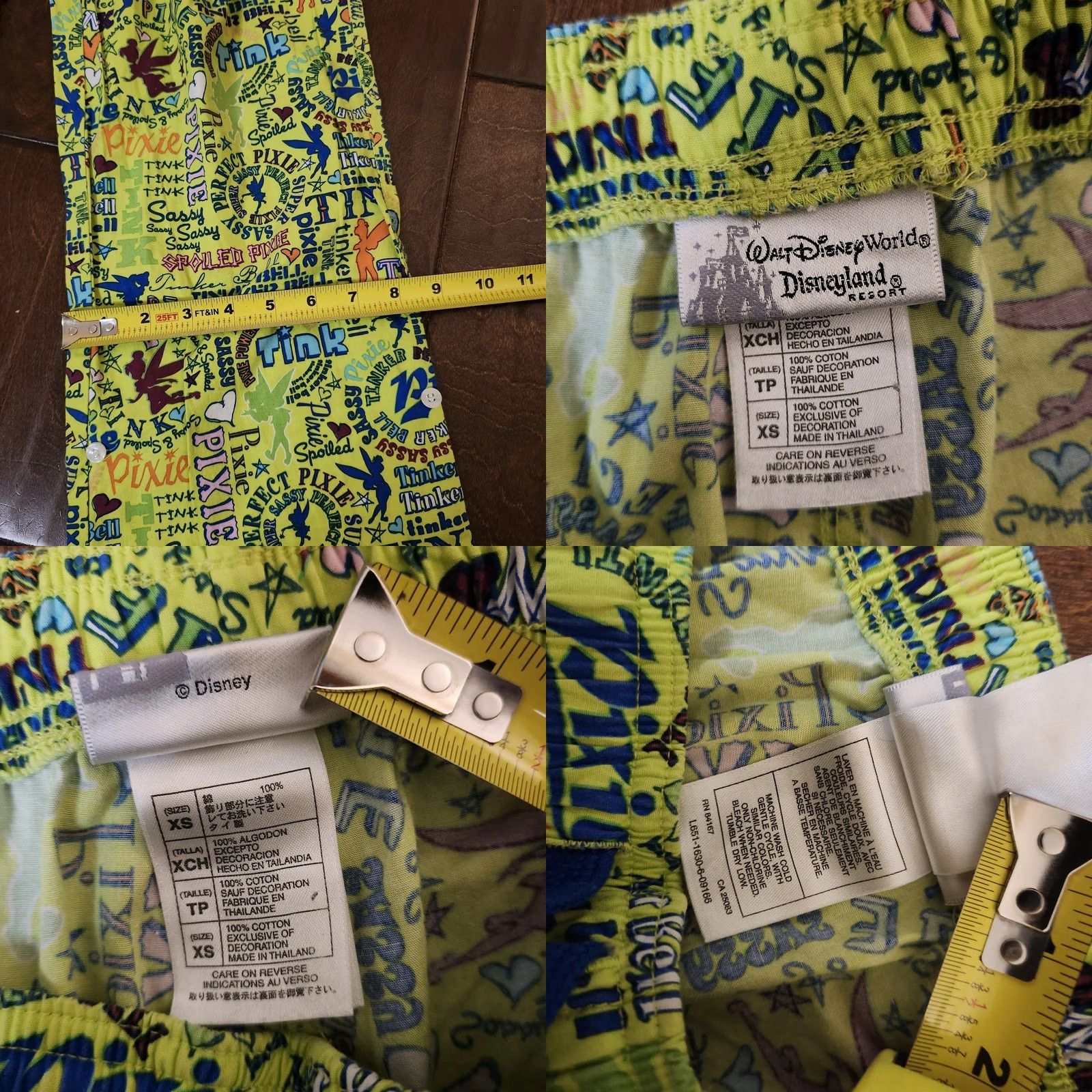 Disney VINTAGE? No — Disney World Disneyland Resort Women's XS Tinkerbell Cotton Pajama Pants Size 26" / US 2 / IT 38 - 9 Thumbnail