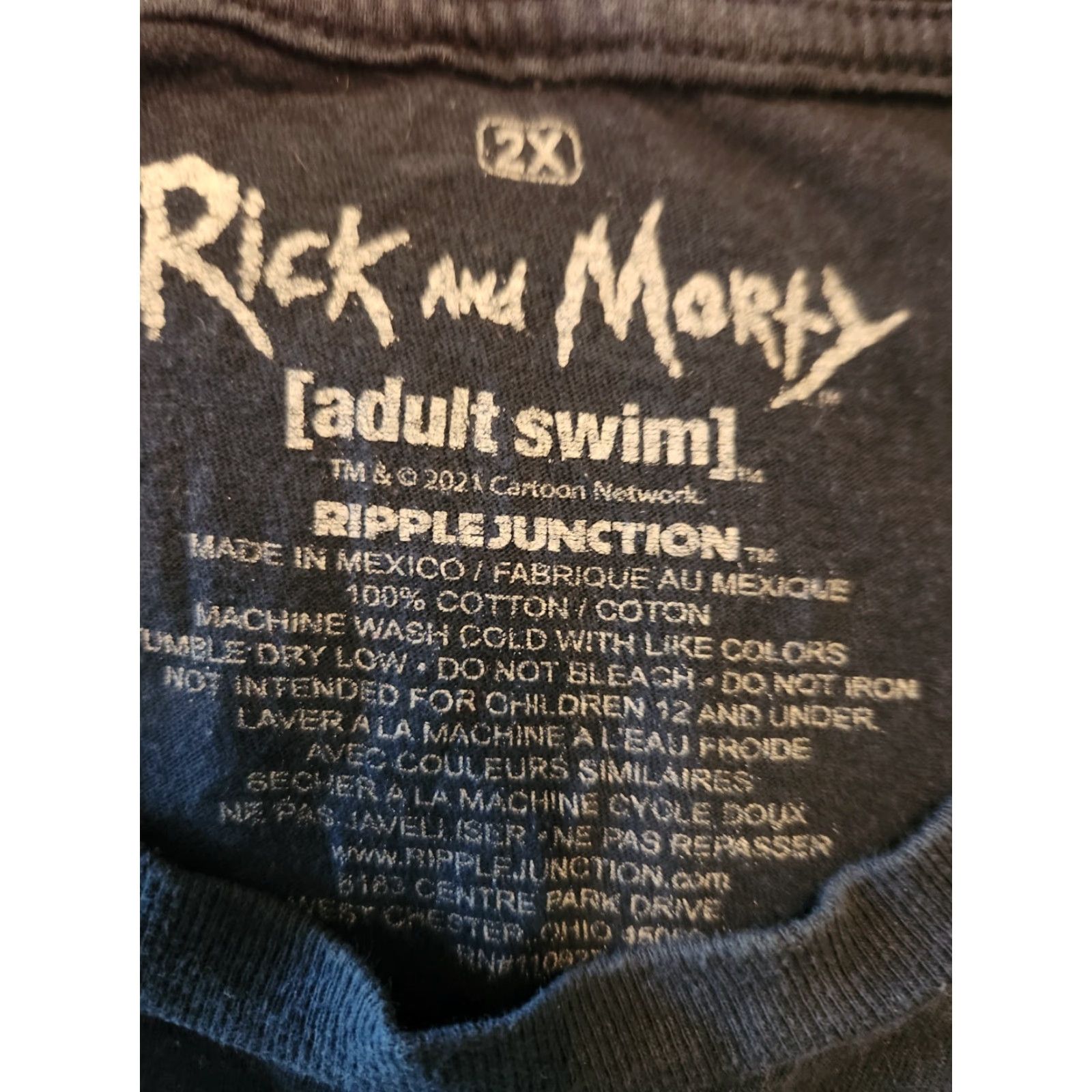 Ripple Junction Rick And Morty Ripple Junction Graphic Tee 2XL Blue Short Sleeve Crew Neck Mens T-Shirt Cotton Graphic Print Cartoon Fan Tee Size US 39 - 2 Thumbnail