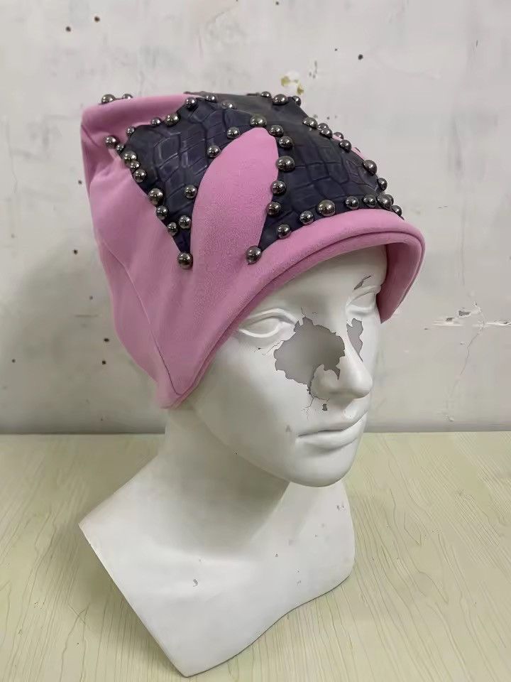Other Gothic Trendy Cross Y2k Pink Beanie Hat Size ONE SIZE - 4 Thumbnail
