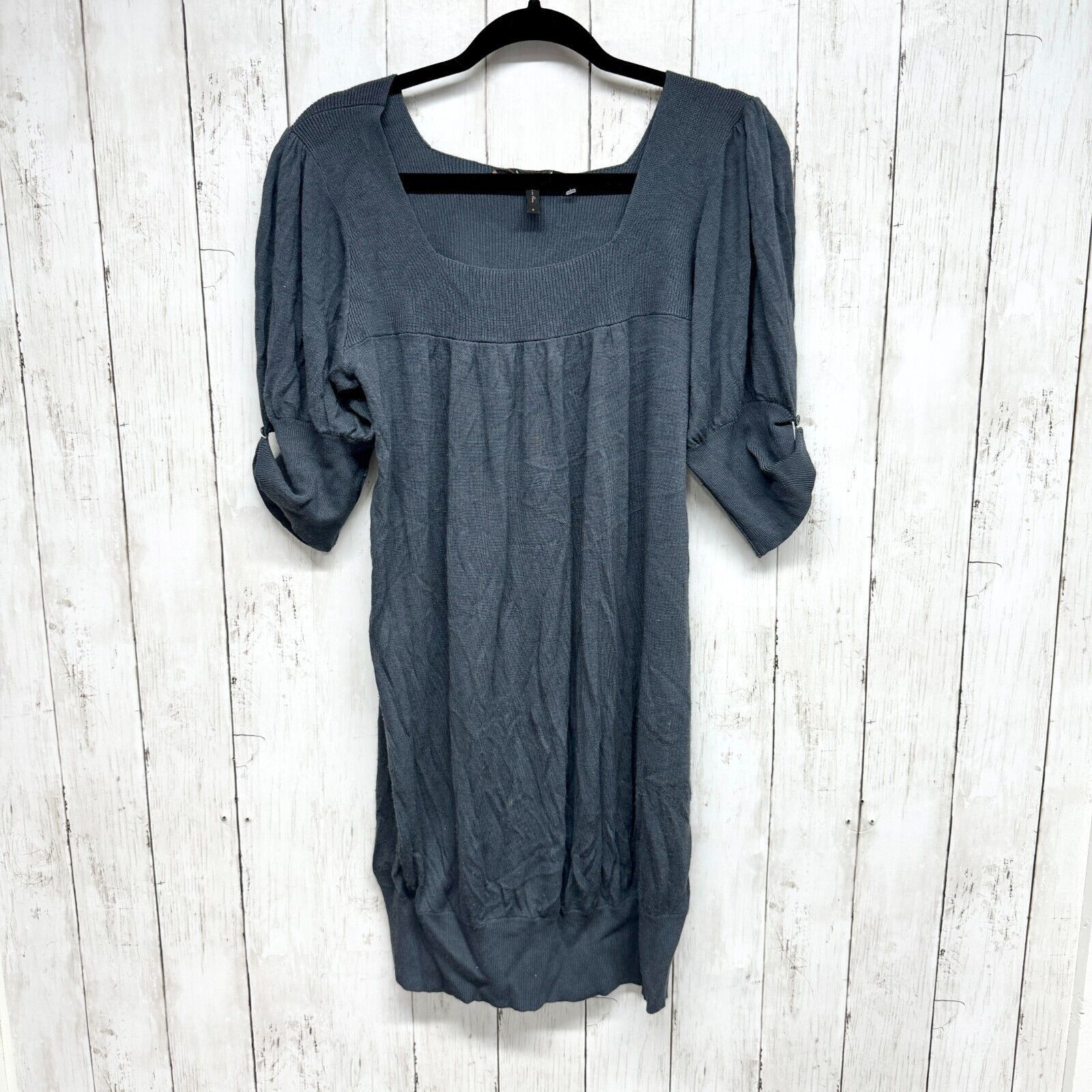 Bcbgmaxazria BCBGMAXAZRIA Dress Women Sz S Blue Squared Neck 1/2 Sleeve Size S / US 4 / IT 40 - 1 Thumbnail