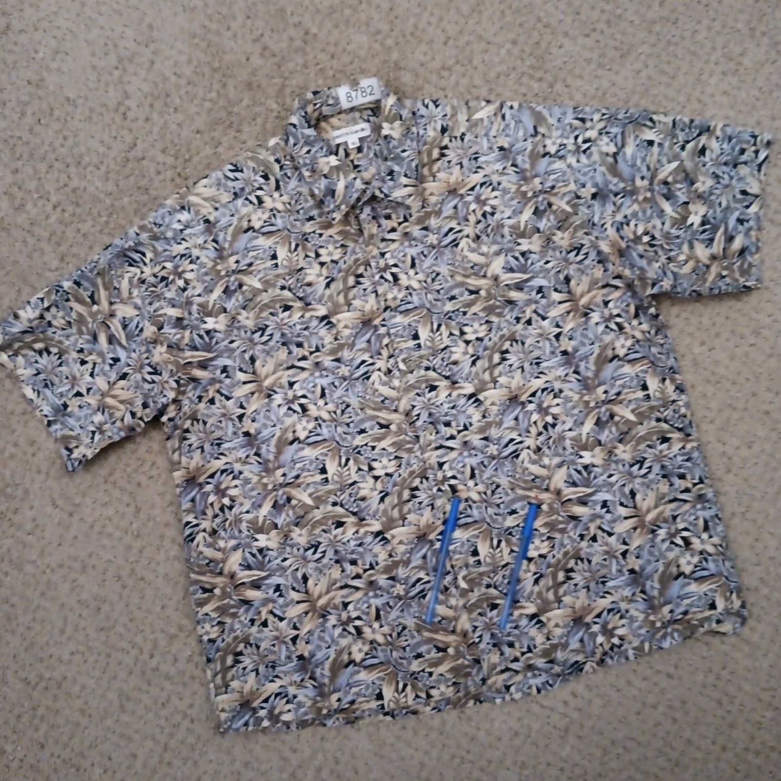 Pierre Cardin Pierre Cardin Shirt Mens XL Beige Floral Short Sleeve Button Up Cotton Size US XL / EU 56 / 4 - 5 Thumbnail