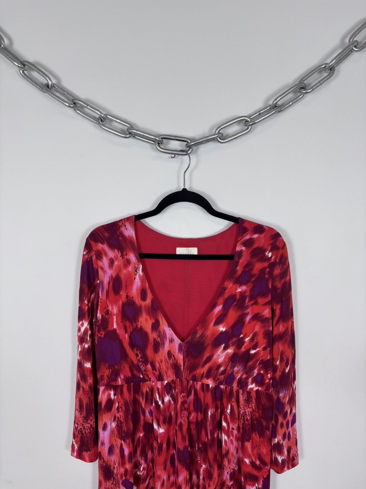 Iceberg Iceberg Women’s Red Abstract Animal Print V-Neck Dress Size L / US 10 / IT 46 - 3 Thumbnail