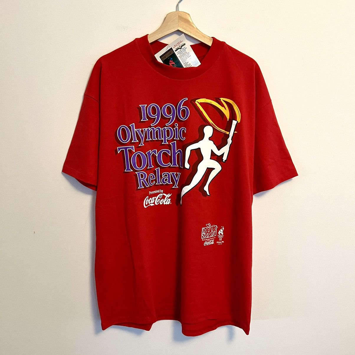 Hanes × USA Olympics × Vintage VTG 1996 Olympic Torch Relay Coca-Cola Single Stitch Tee Size US XL / EU 56 / 4 - 1 Thumbnail