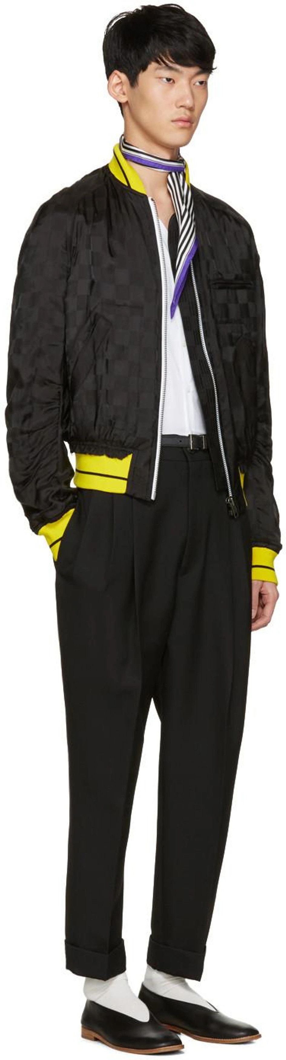 Haider Ackermann Haider Ackermann Black Jacquard Check Bomber Jacket Size US XS / EU 42 / 0 - 2 Thumbnail