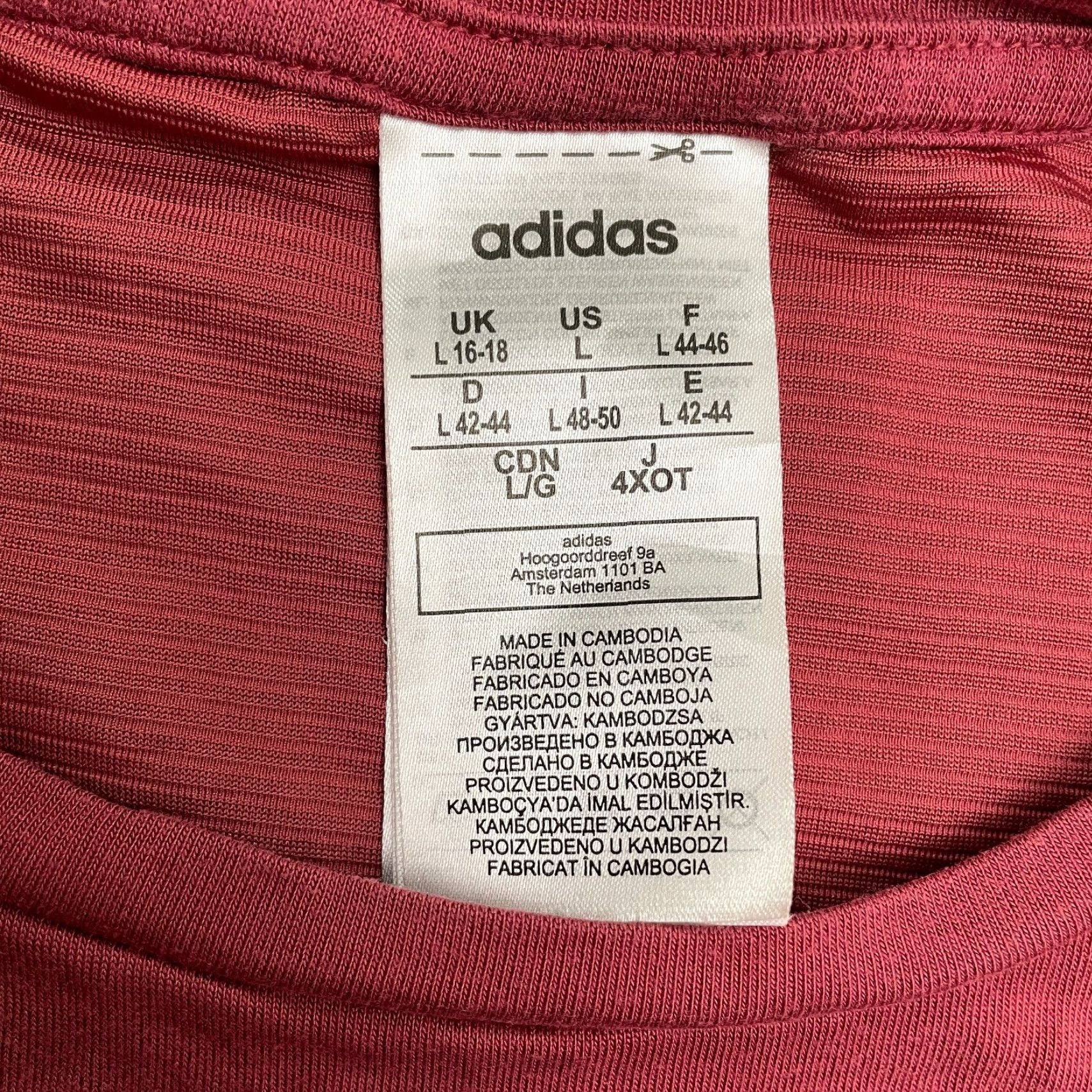 Adidas Adidas Active T-Shirt Womens Large Red Crew Neck Short Slit Sleeve Athletic Top Size L / US 10 / IT 46 - 7 Thumbnail