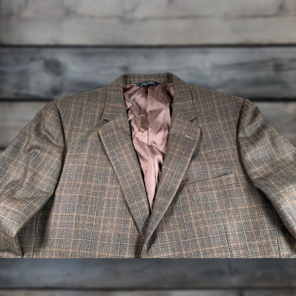 Jos. A. Bank VINTAGE Jos. A. Bank Wool Blazer Men's 50 Regular Brown Glen Check Plaid 2-Button Jacket Size 50R - 1 Thumbnail