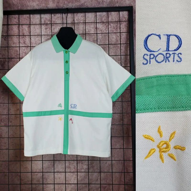 Dior Dior White Cotton Men's Polo with Green Accents 0089 Size US M / EU 48-50 / 2 - 1 Thumbnail