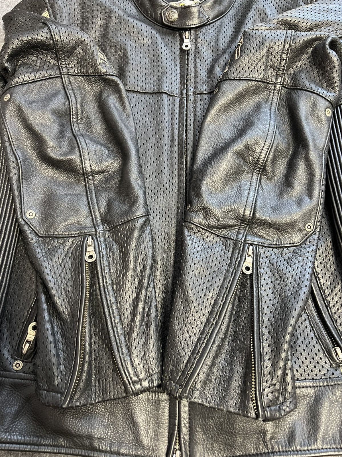 Harley Davidson HARLEY DAVIDSON Jacket Perforated Leather Bomber Racing Size US M / EU 48-50 / 2 - 20 Thumbnail