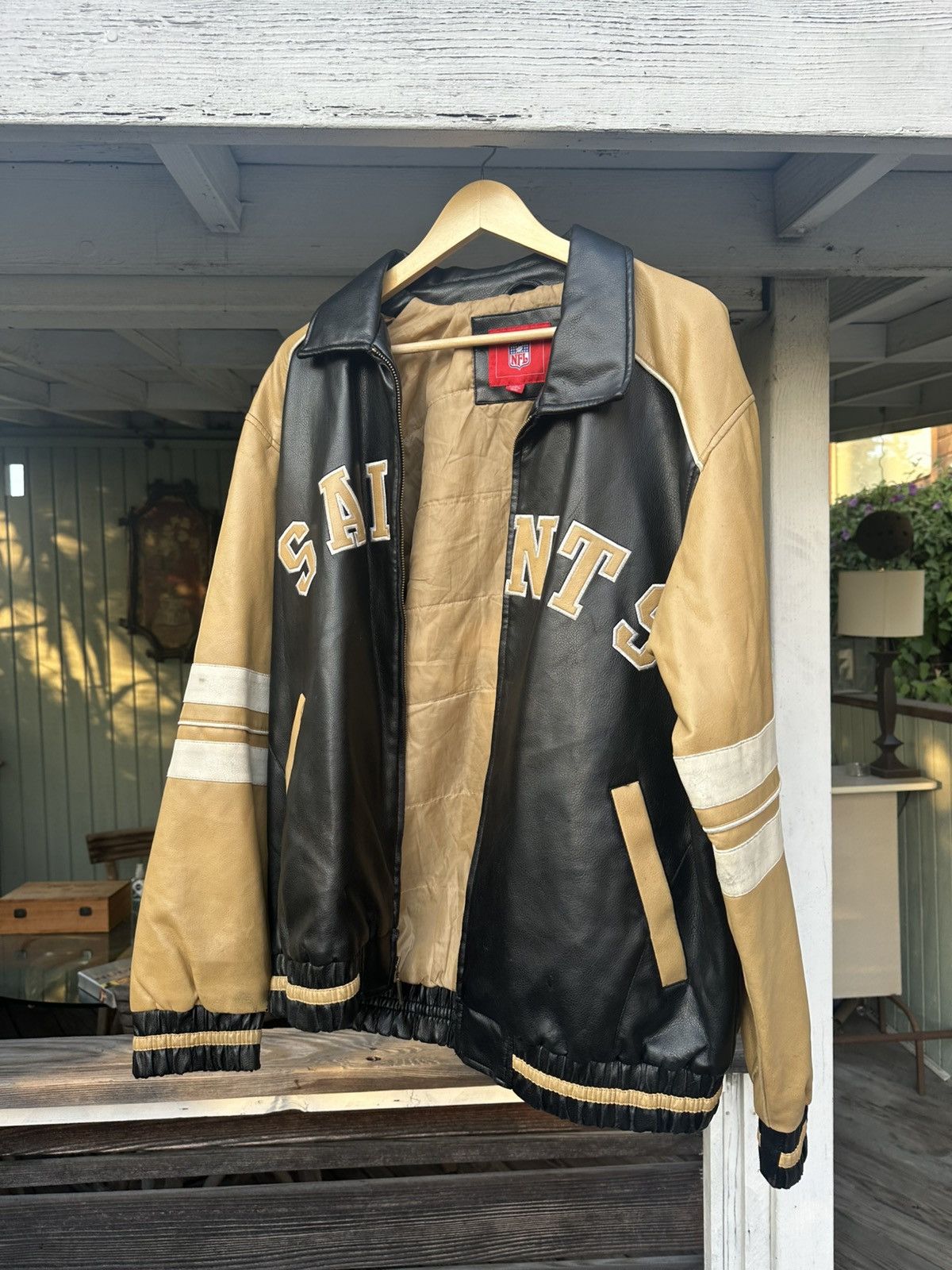 NFL Vintage 90s Saints Leather Jacket Size US M / EU 48-50 / 2 - 1 Thumbnail