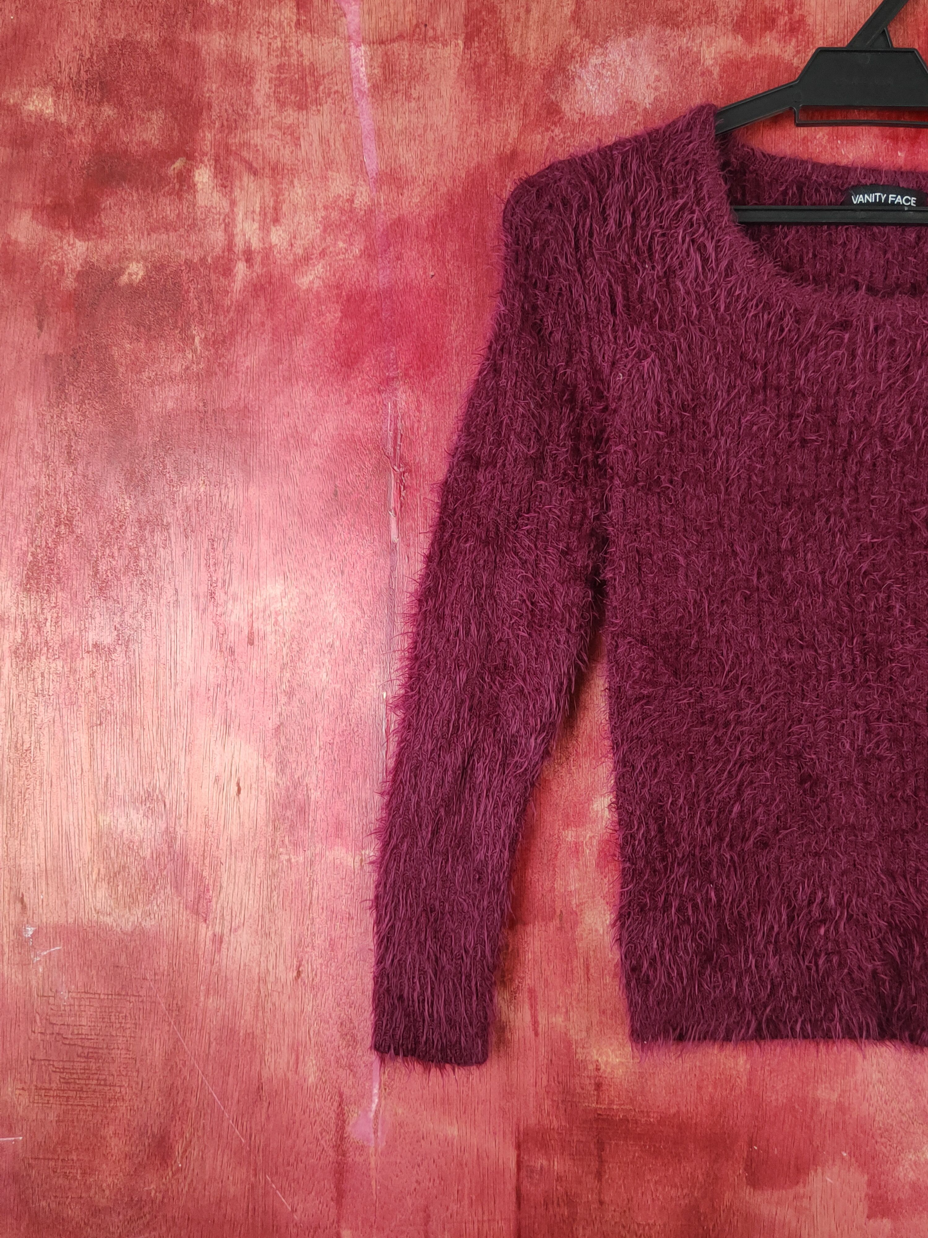 Homespun Knitwear Vanity Face Purple Shag Shaggy Fur Mohair Knitwear #S1896 Size XS / US 0-2 / IT 36-38 - 3 Thumbnail