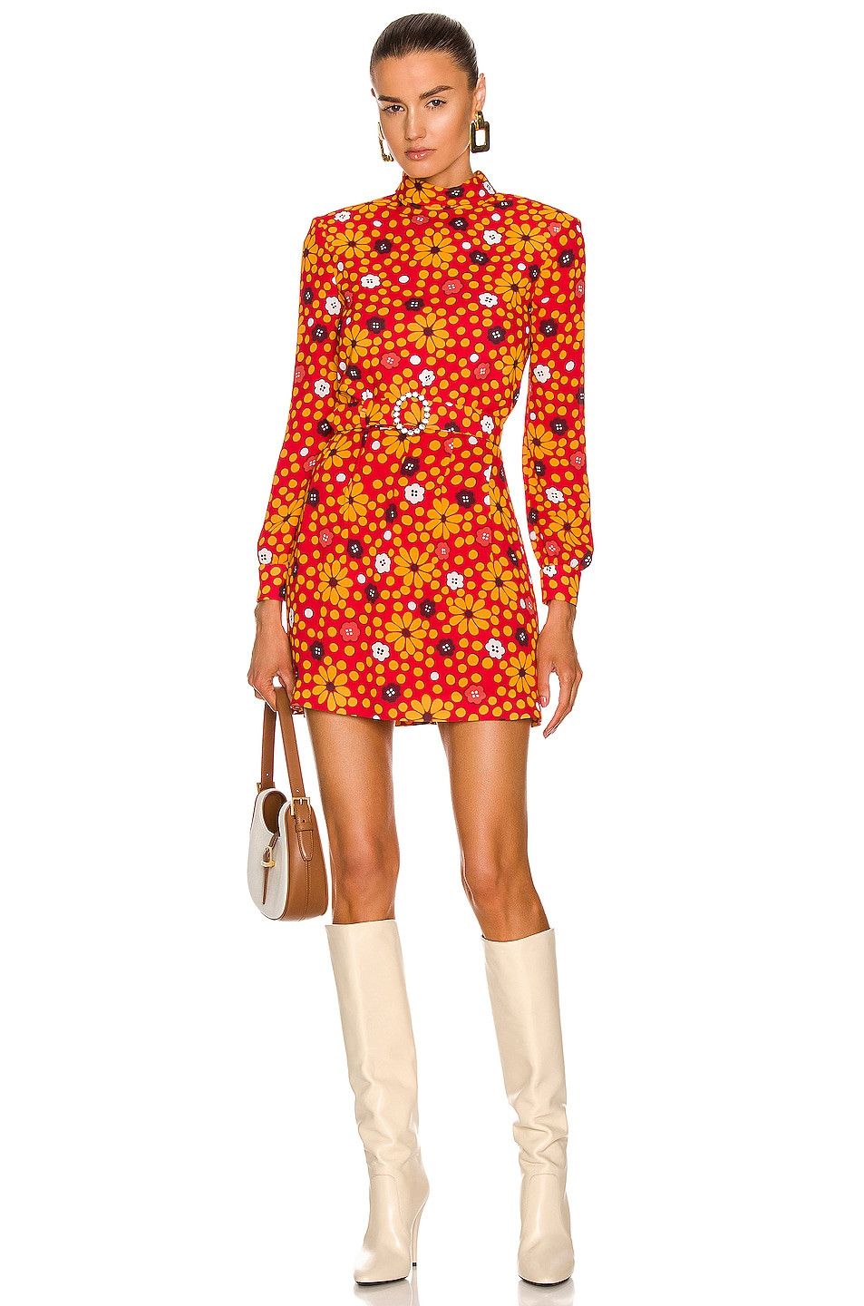 Saint Laurent Paris o1bcso1str1125 Robe Crepe Viscose Margueriete in Multicolor Size XS / US 0-2 / IT 36-38 - 2 Thumbnail