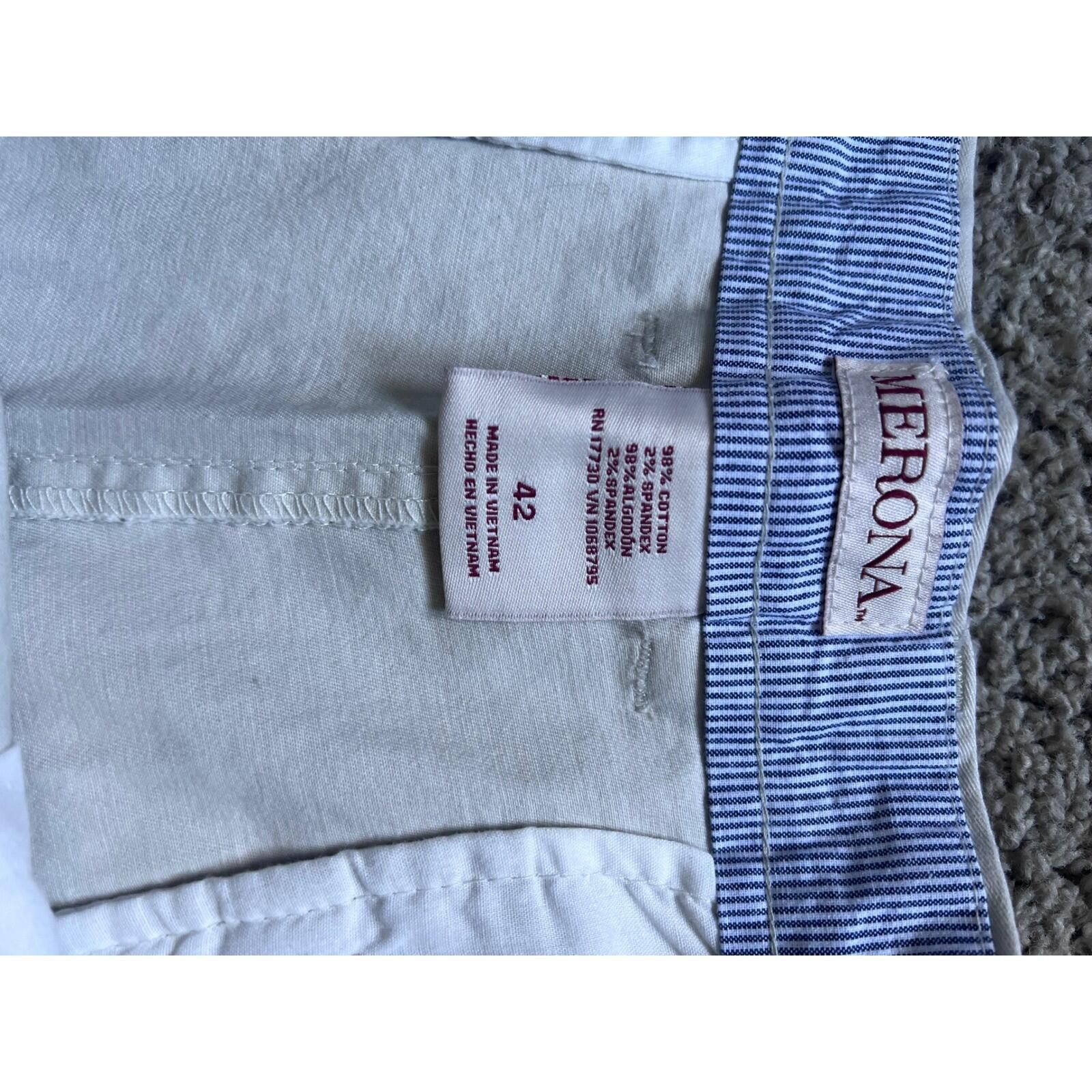 Merona Merona Mens Flat Front Chino Shorts Stone White 42 NWT Size US 42 / EU 58 - 8 Thumbnail