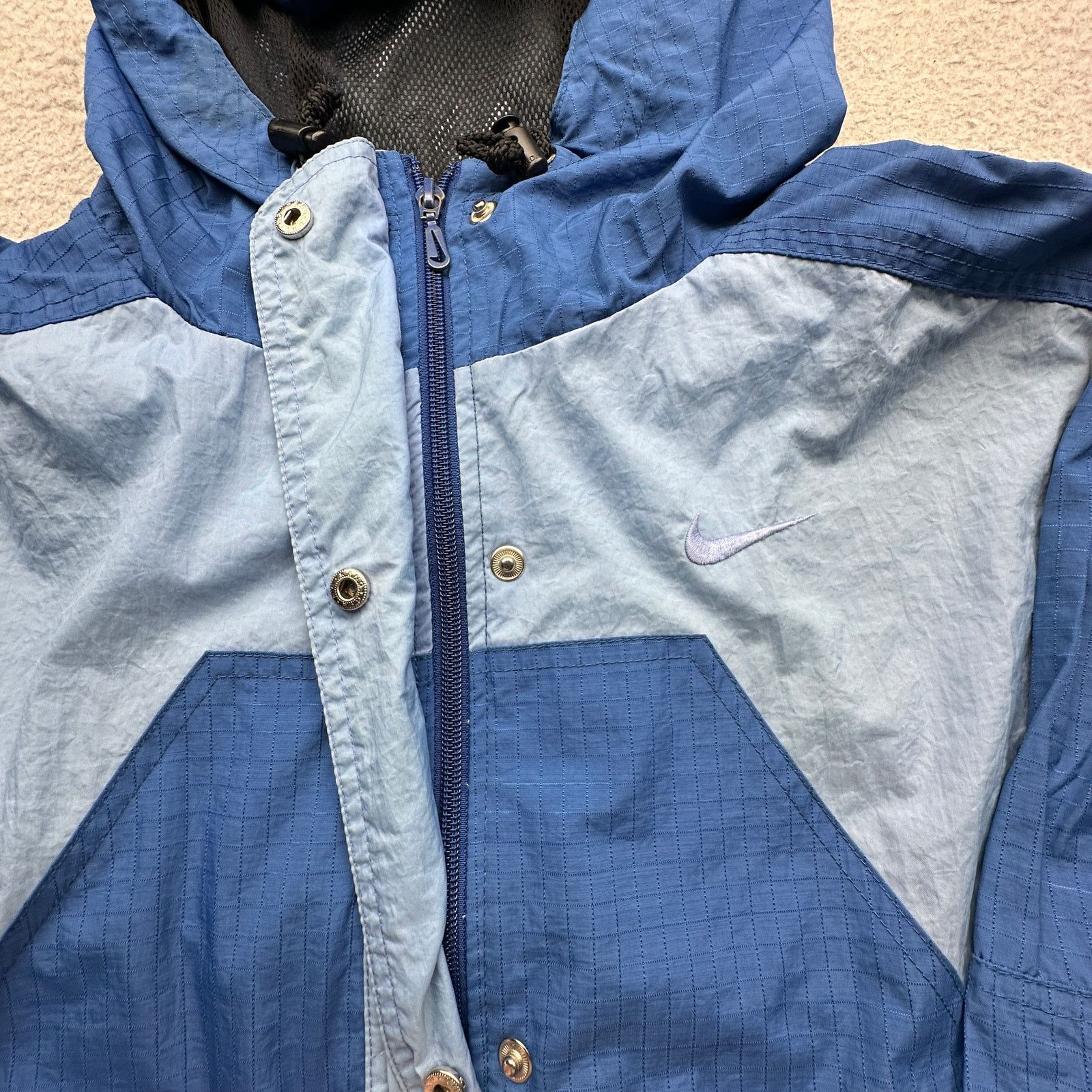 Nike Vintage 90s Nike Ripstop Windbreaker Jacket Women Large Blue Size L / US 10 / IT 46 - 13 Thumbnail