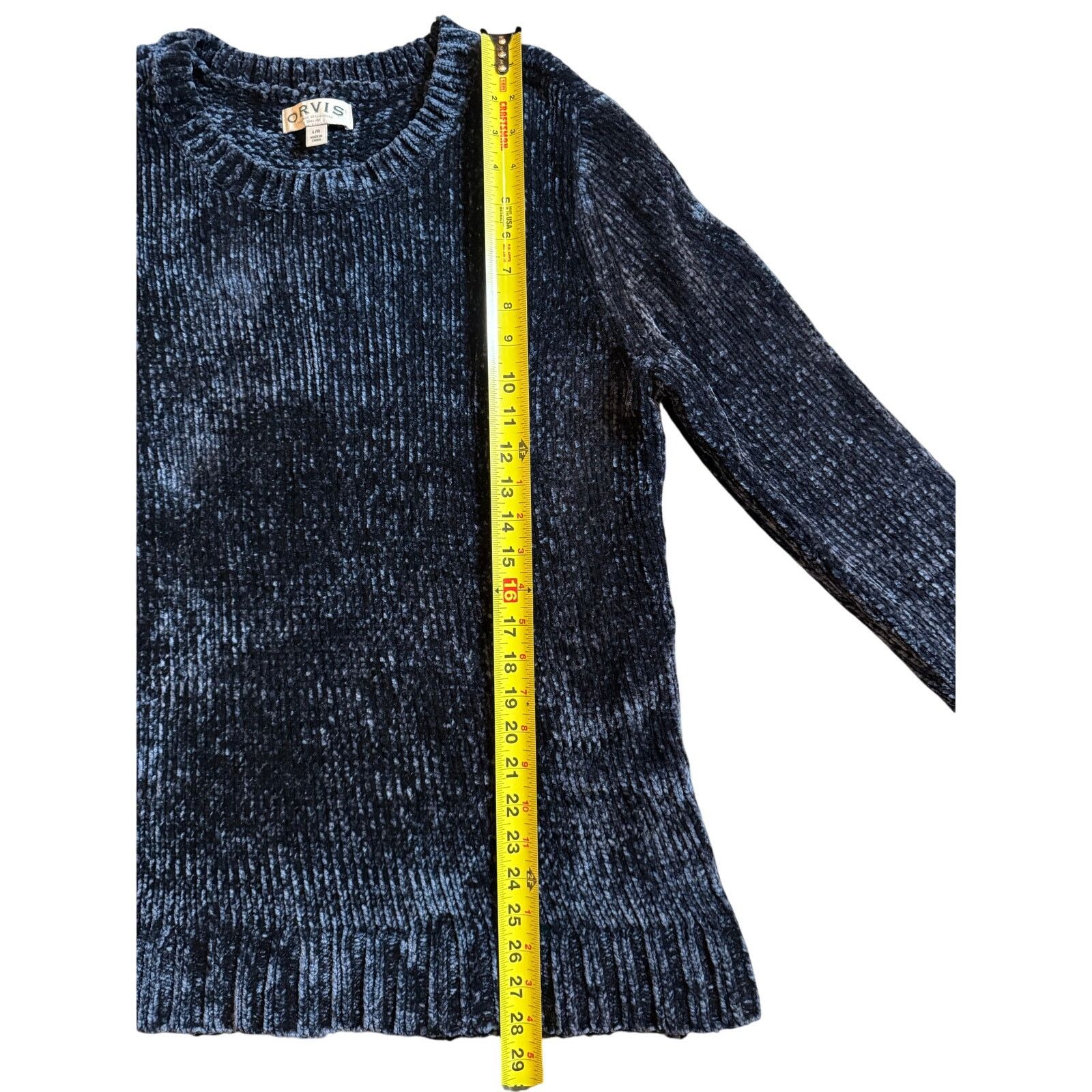 Orvis Orvis Chenille Sweater Navy Blue Heavy Round Neck Pullover Size L / US 10 / IT 46 - 5 Thumbnail