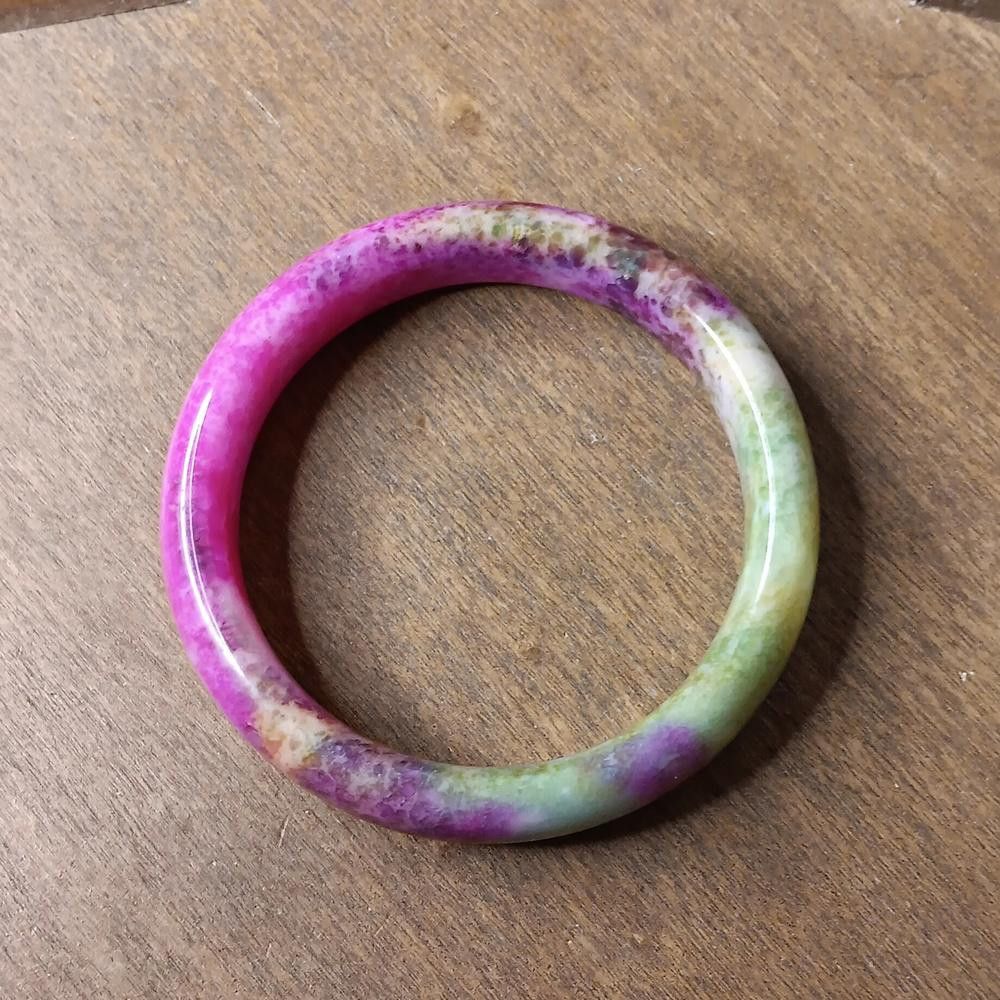 Designer Genuine Peacock Jade Bangle Bracelet Size ONE SIZE - 2 Thumbnail