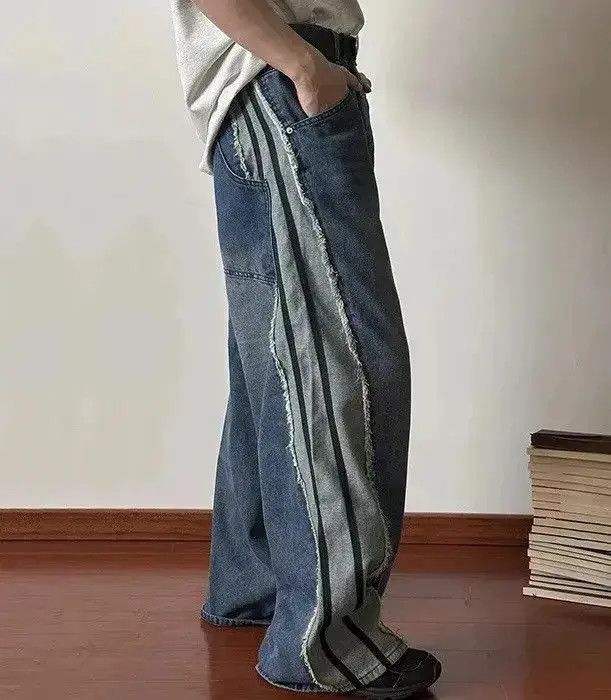 Japanese Brand Distressed Burrs Spliced Baggy Jeans Size US 32 / EU 48 - 5 Thumbnail