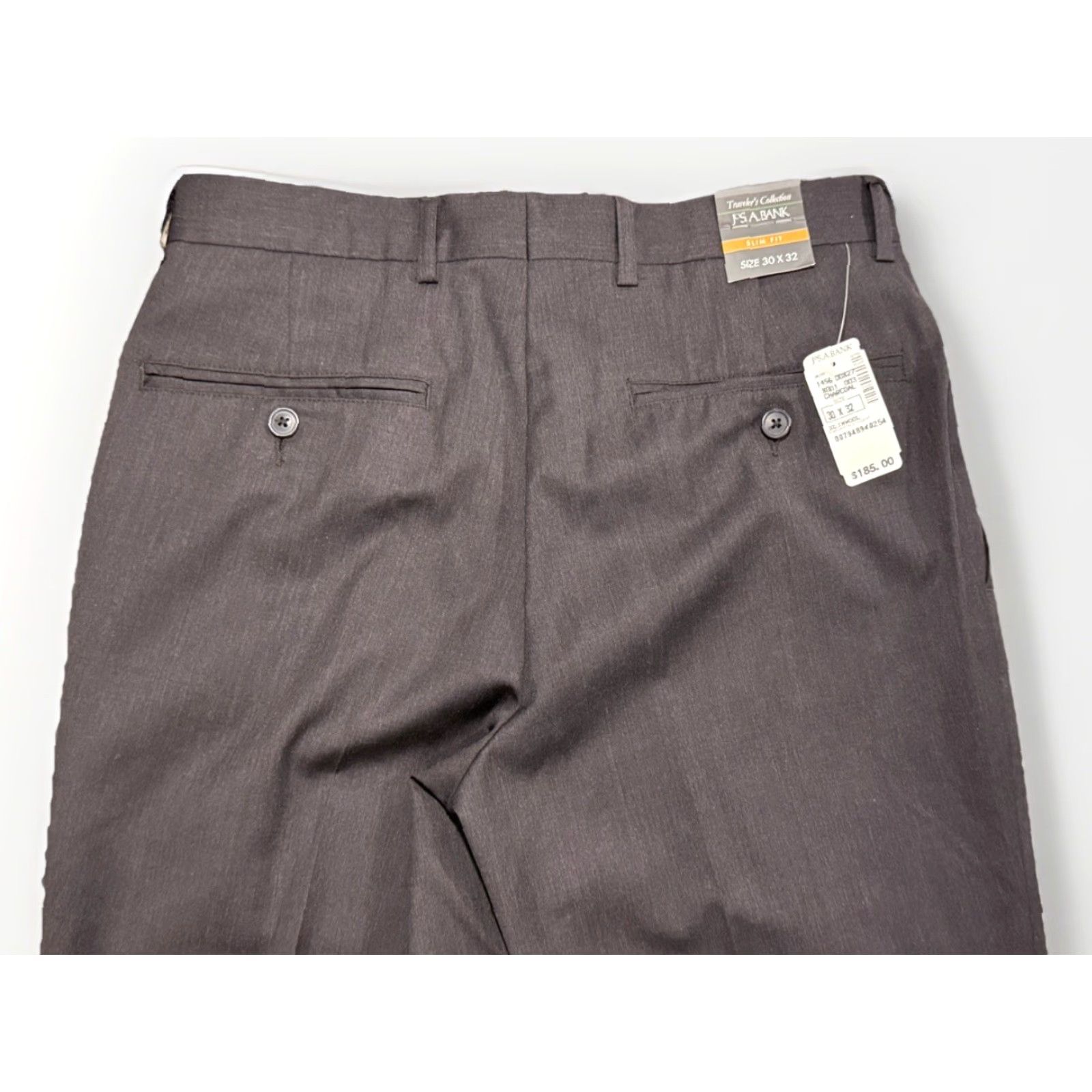Jos. A. Bank Jos. A. Bank Traveler Pants Dress Pants Slim Fit 30x31.5 Wool Charcoal Gray Flat Front Moisture Wicking Climate Control Mens Size US 30 / EU 46 - 7 Thumbnail