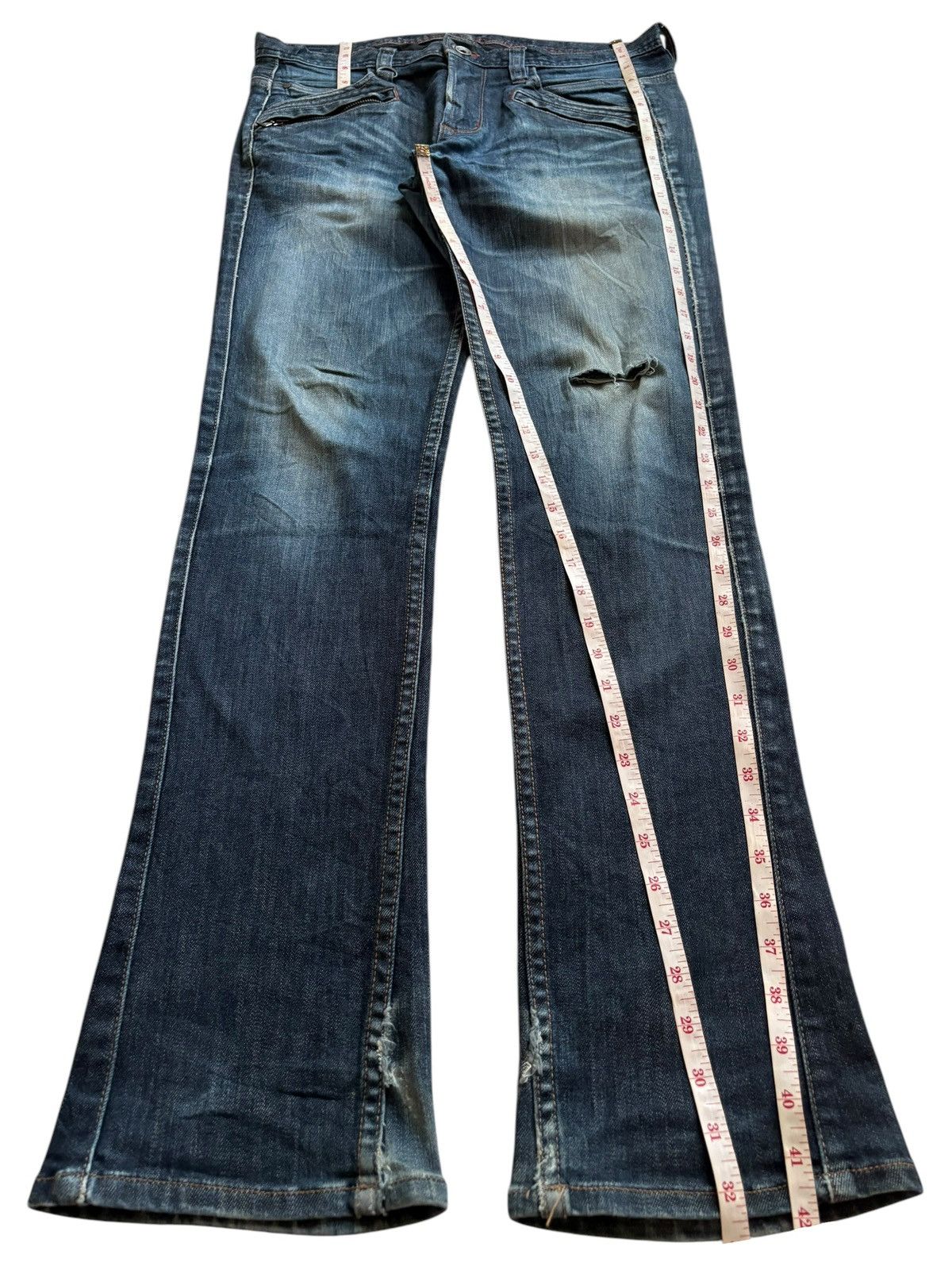 Designer × Japanese Brand Vintage Japanese Brand Distress Bootcut Flare Jeans Size US 32 / EU 48 - 15 Thumbnail