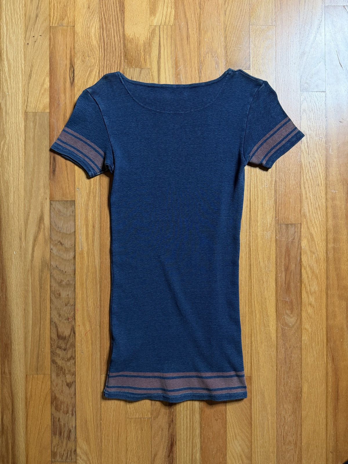 Kapital Kapital Longline Indigo Dyed Ribbed T-Shirt Size XS / US 0-2 / IT 36-38 - 2 Thumbnail