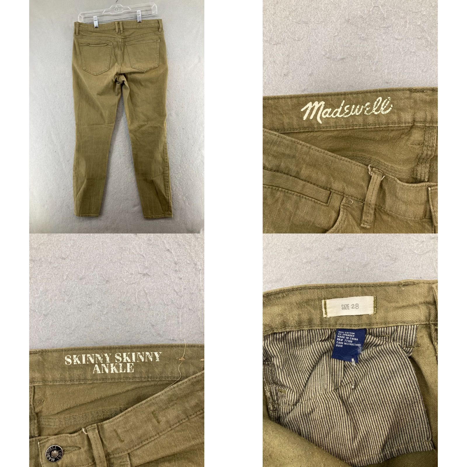 Madewell Madewell Pants Womens 28 Skinny Ankle Green Slim Army Feet Pocket Stretch Cotton Blend Real Color Green Womens 28 Pants Size 28" / US 6 / IT 42 - 8 Thumbnail