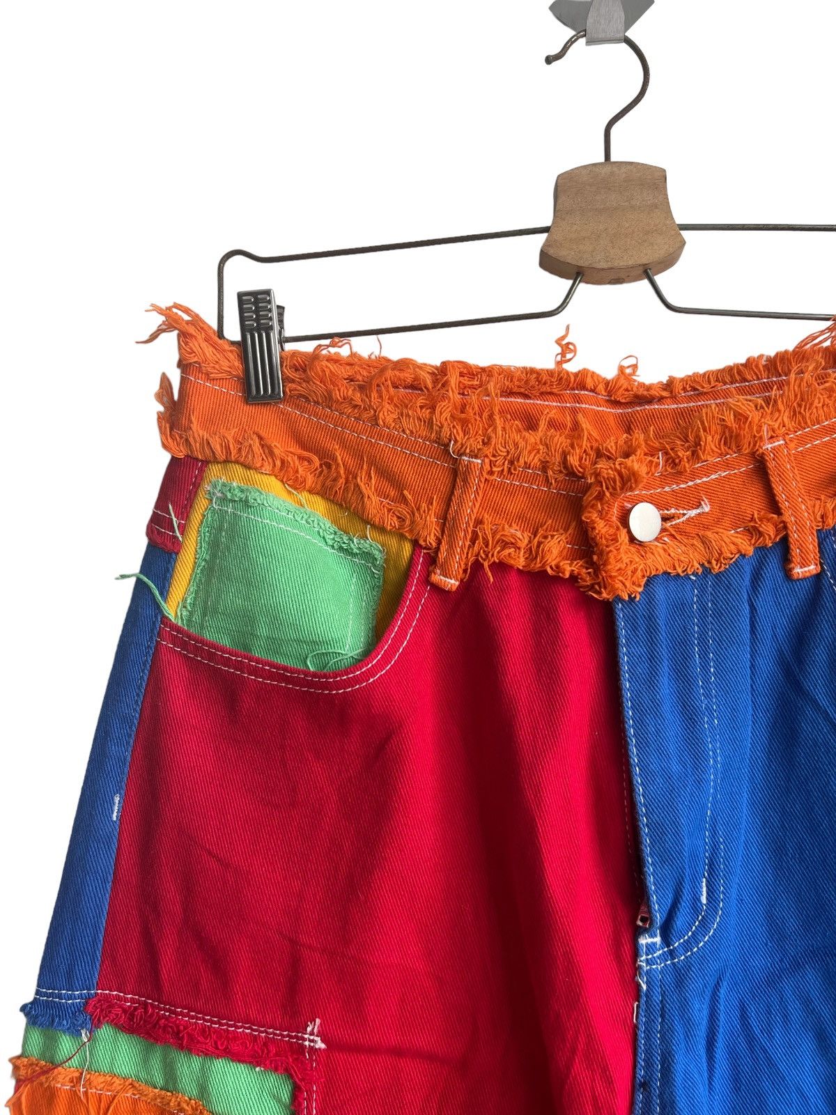 Japanese Brand Insane Beautiful Crazy Patchwork Multicolor Baggy Denim Jean Size US 33 - 6 Thumbnail