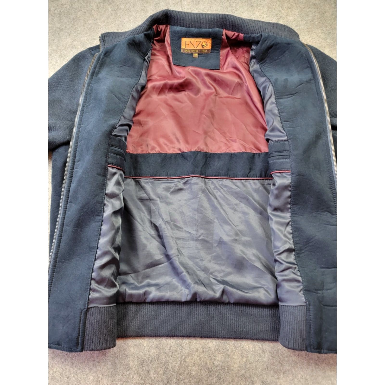 Kenzo Enzo Tovare Jacket Bomber Jacket Mens Medium Blue Faux Suede Elbow Patches Full Zip Pockets Regular Fit Casual Business Size US M / EU 48-50 / 2 - 7 Thumbnail