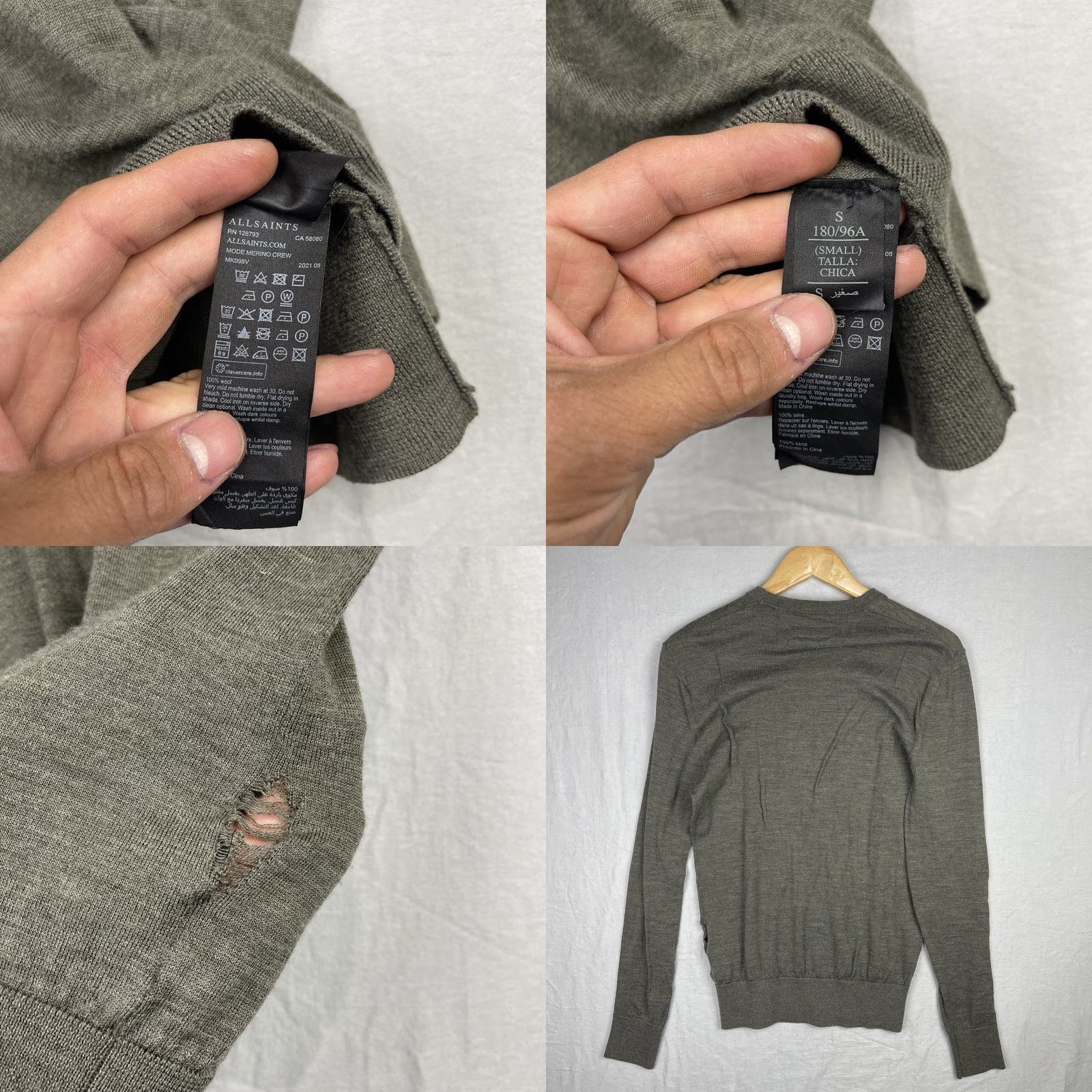 Allsaints All Saints Sweater Mens Small Mode Merino Wool Knit Jumper Crew Neck Ramskull Size US S / EU 44-46 / 1 - 8 Thumbnail