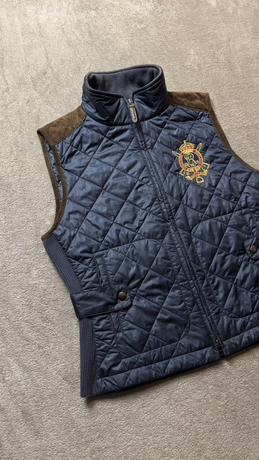 Polo Ralph Lauren Ralph Lauren Equestrian Quilted Suede Crown Crest Vest ysl Size L / US 10 / IT 46 - 2 Thumbnail
