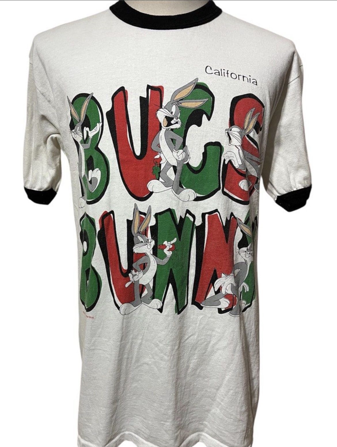Vintage Vintage 90s Bugs Bunny Ringer T shirt Size US L / EU 52-54 / 3 - 1 Thumbnail