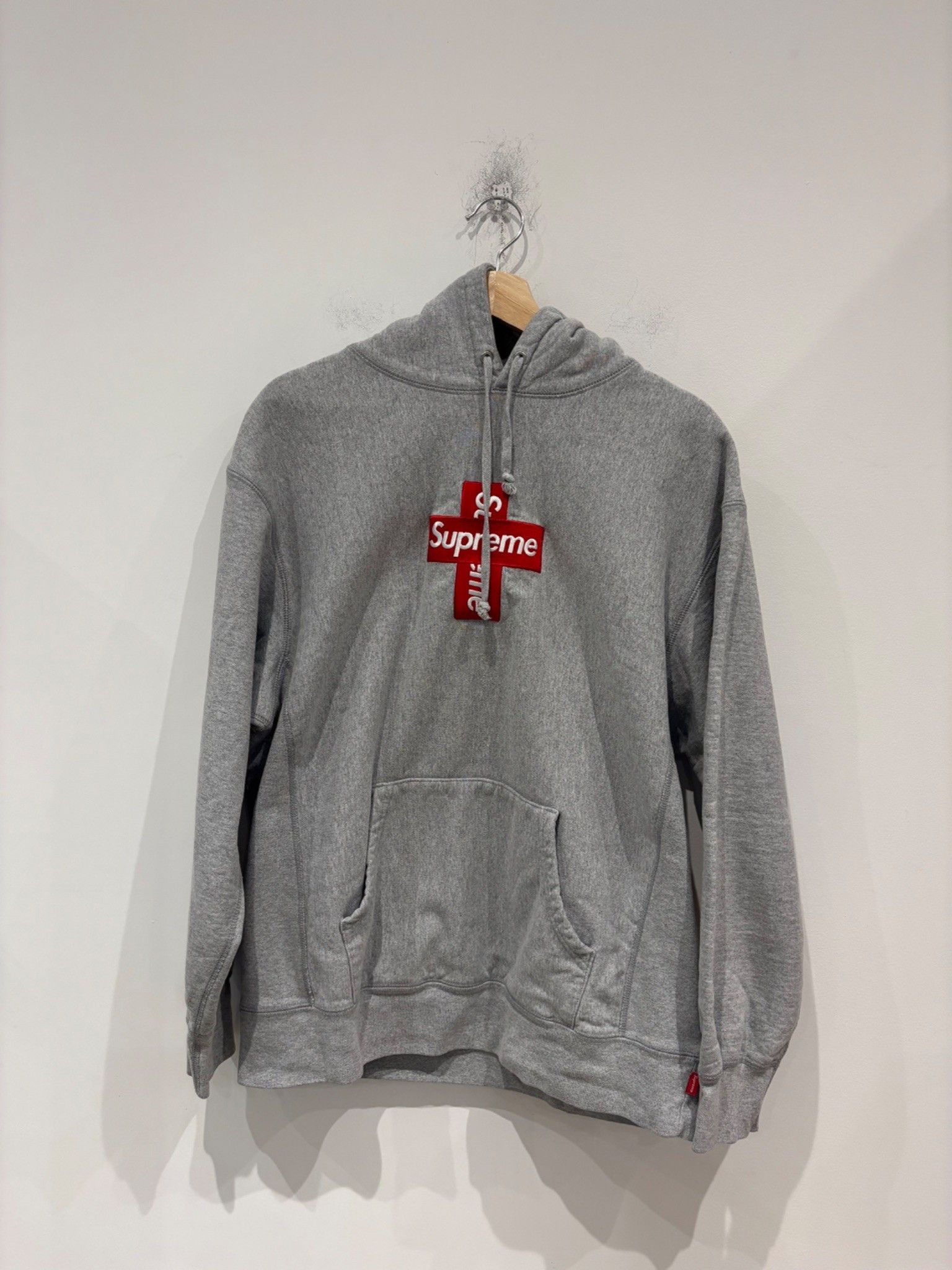 【美品】Supreme CROSS BOX LOGO フーディー グレー M Supreme Cross Box Logo Gray Hoodie | Supreme Hoodie
