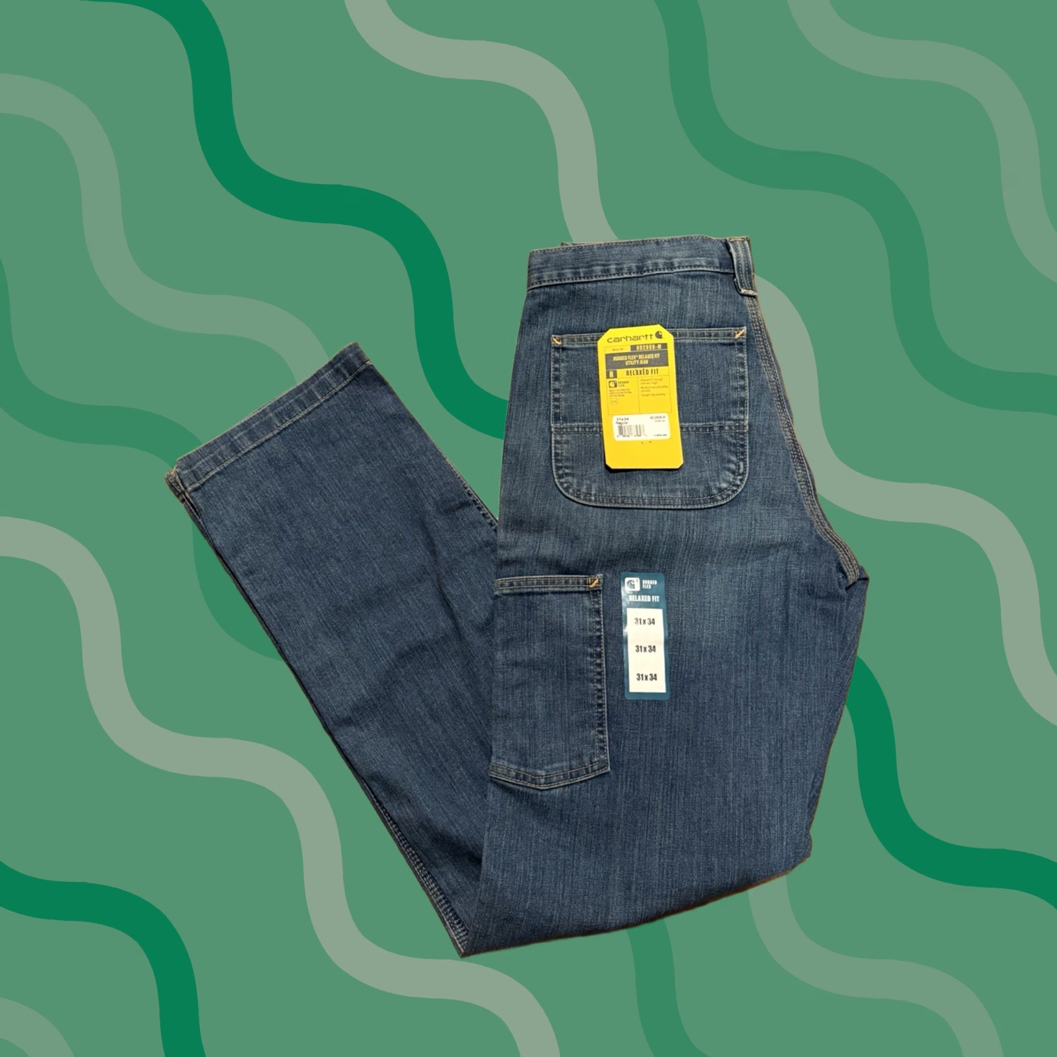 Carhartt Carhartt Jeans Relaxed Type: Jeans 31x34 BD2808M Blue Denim (F656) Men Regular Inseam 34 5-Pocket Design Zip Straight Pockets Rugged Flex Utility Size US 31 - 1 Thumbnail