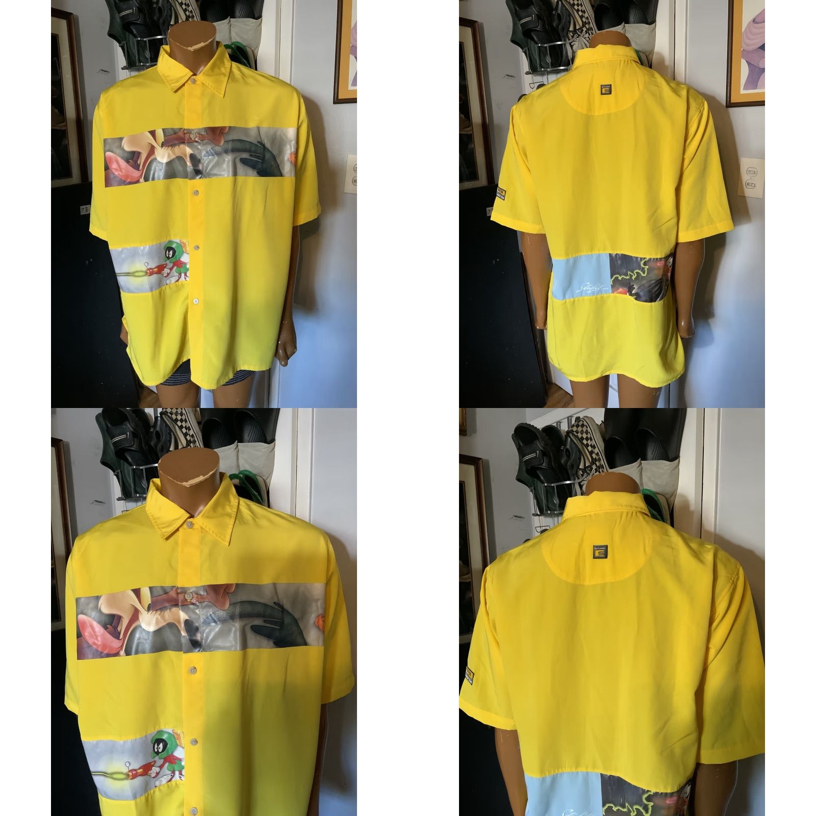 Southpole VINTAGE 90s Y2K 2000s Studio Southpole Warner Bros Looney Tunes Button Shirt Sz.L Yellow Mens Short Sleeve L Tee? Size US L / EU 52-54 / 3 - 9 Thumbnail