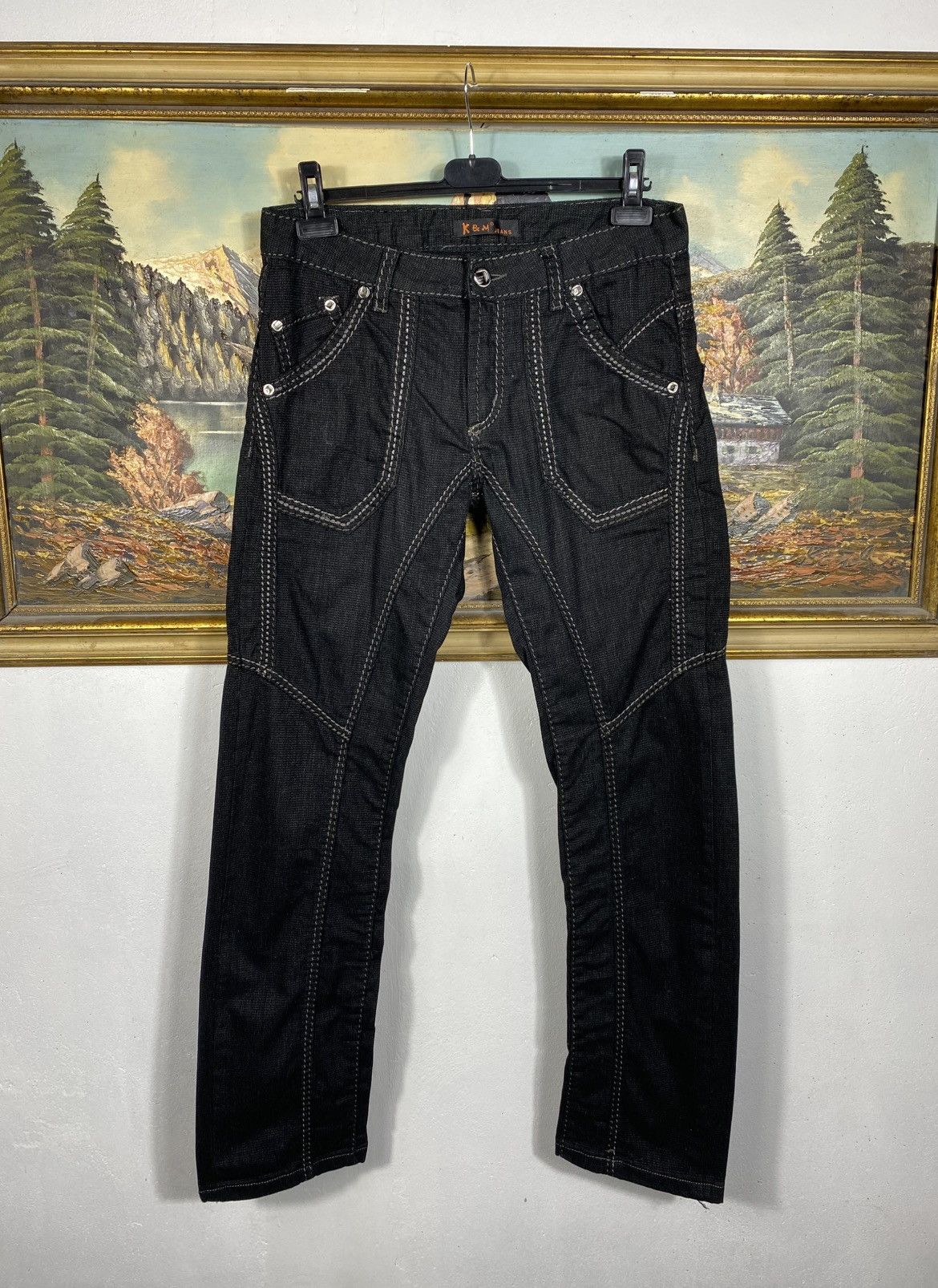 Japanese Brand × Vintage Kosmo Lupo Black Vintage Denim Jeans Avant Harde Trousers Size US 32 / EU 48 - 1 Thumbnail