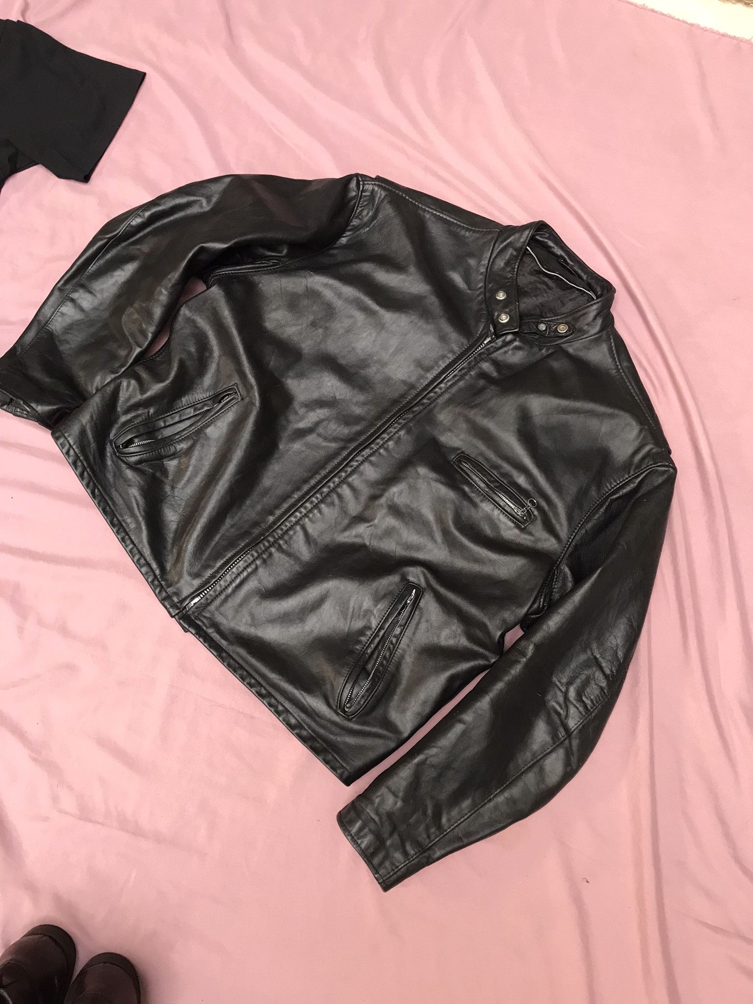 Schott SCHOTT NYC LEATHER CAFE RACER JACKET MADE IN USA Size US XL / EU 56 / 4 - 4 Thumbnail