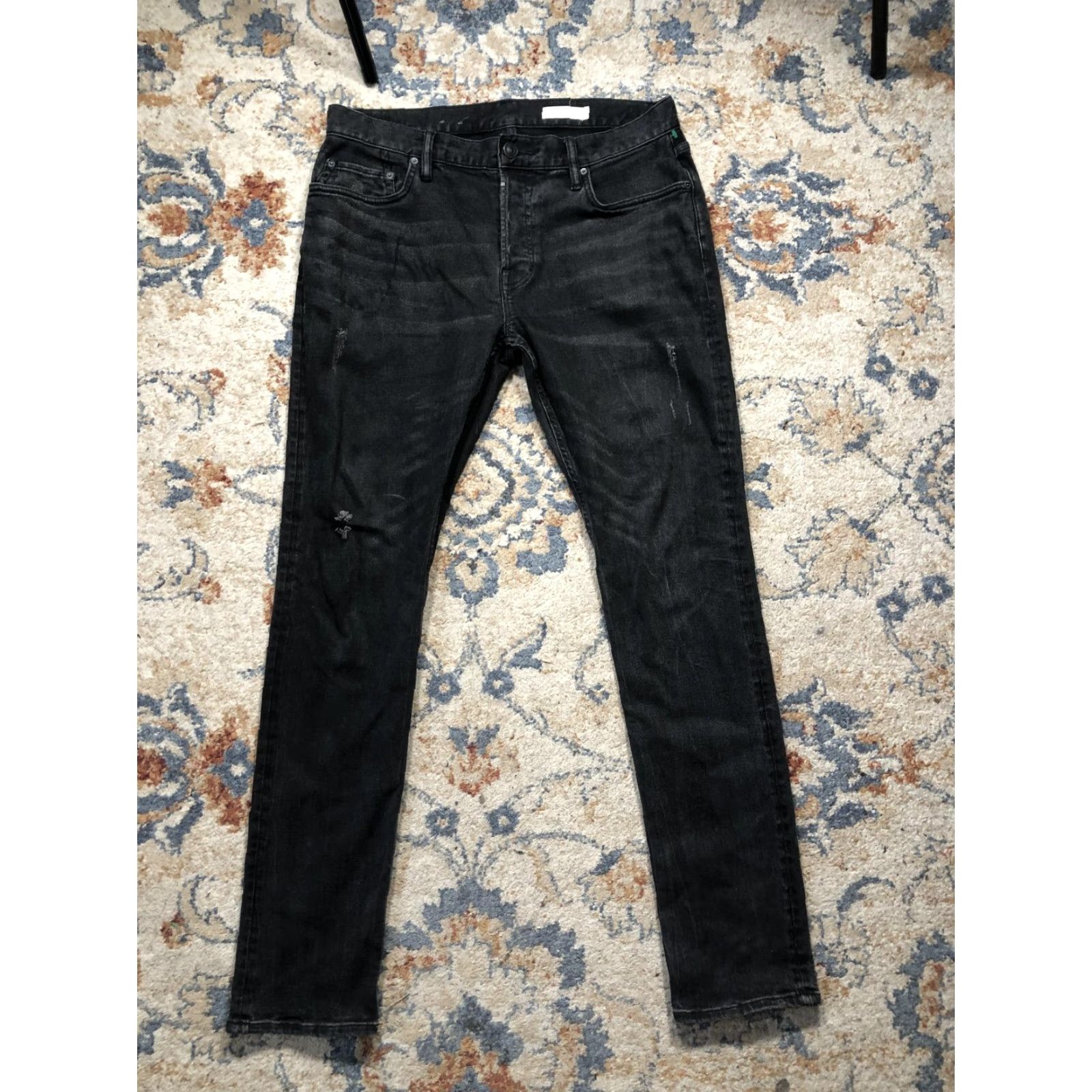 Allsaints AllSaints Jeans Rex Skinny Fit Distressed Denim Black Wash 32 Mens Size US 32 / EU 48 - 2 Thumbnail