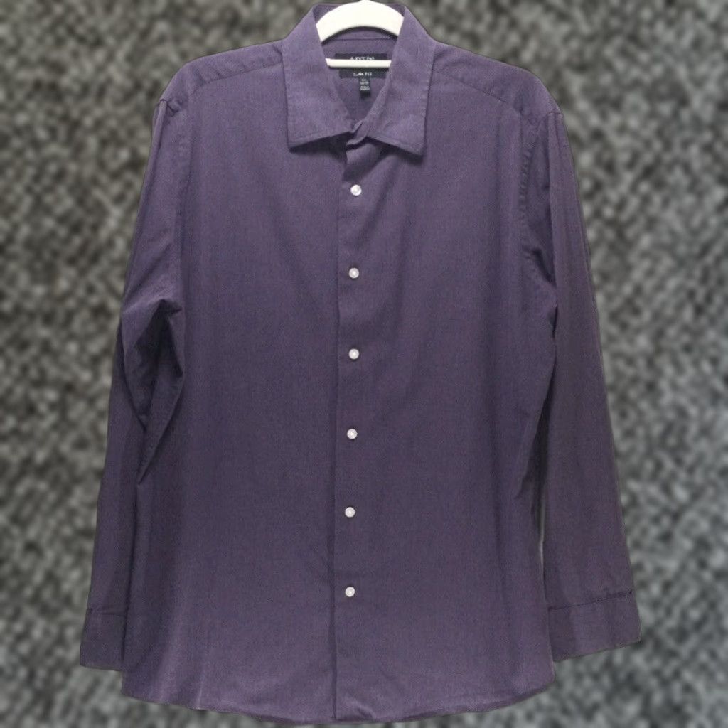 fitted lace wedding dress APT 9 Mens Slim-Fit Easy-Care Premier Flex Spread Collar Stretch Dress Shirt  (X-Large 34/35, Purple Square) at Amazon Men's Clothing store main image 1