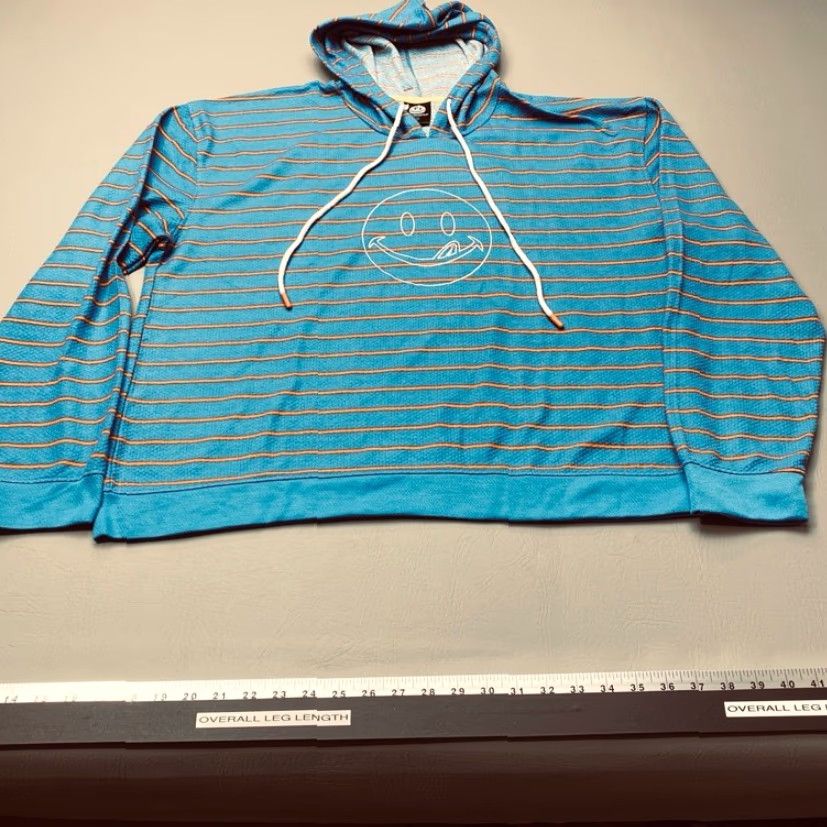 Joe Boxer VINTAGE Joe Boxer Sleepwear Mens XL Hoodie Lightweight Striped Blue Orange Smiley Face Size US XL / EU 56 / 4 - 3 Thumbnail