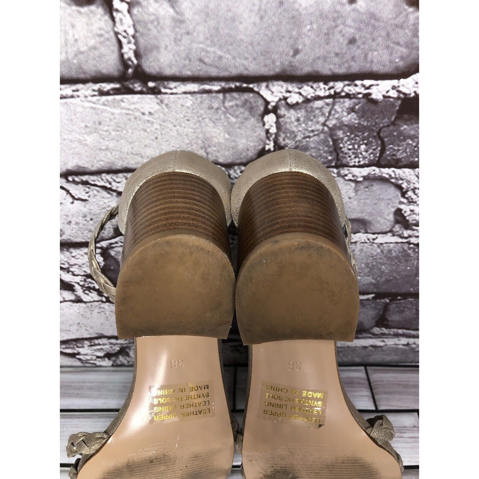 Other Silent D Raxiera Gold Braided Leather Block Heel Sandals Wom Size US 7.5 / IT 37.5 - 7 Thumbnail