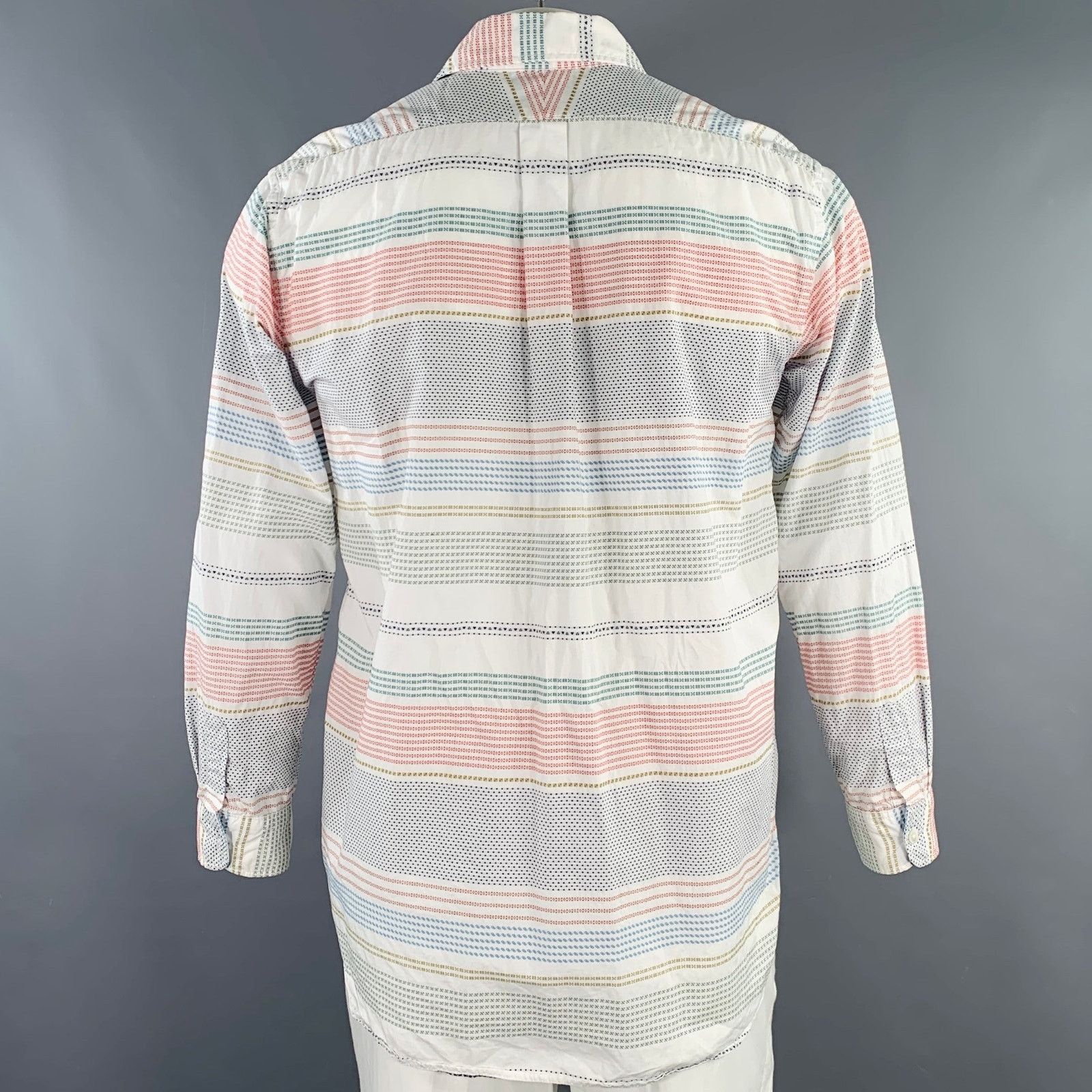 Engineered Garments Size L White Multi Color Stripe Cotton Long Sleeve Shirt Size US L / EU 52-54 / 3 - 4 Thumbnail