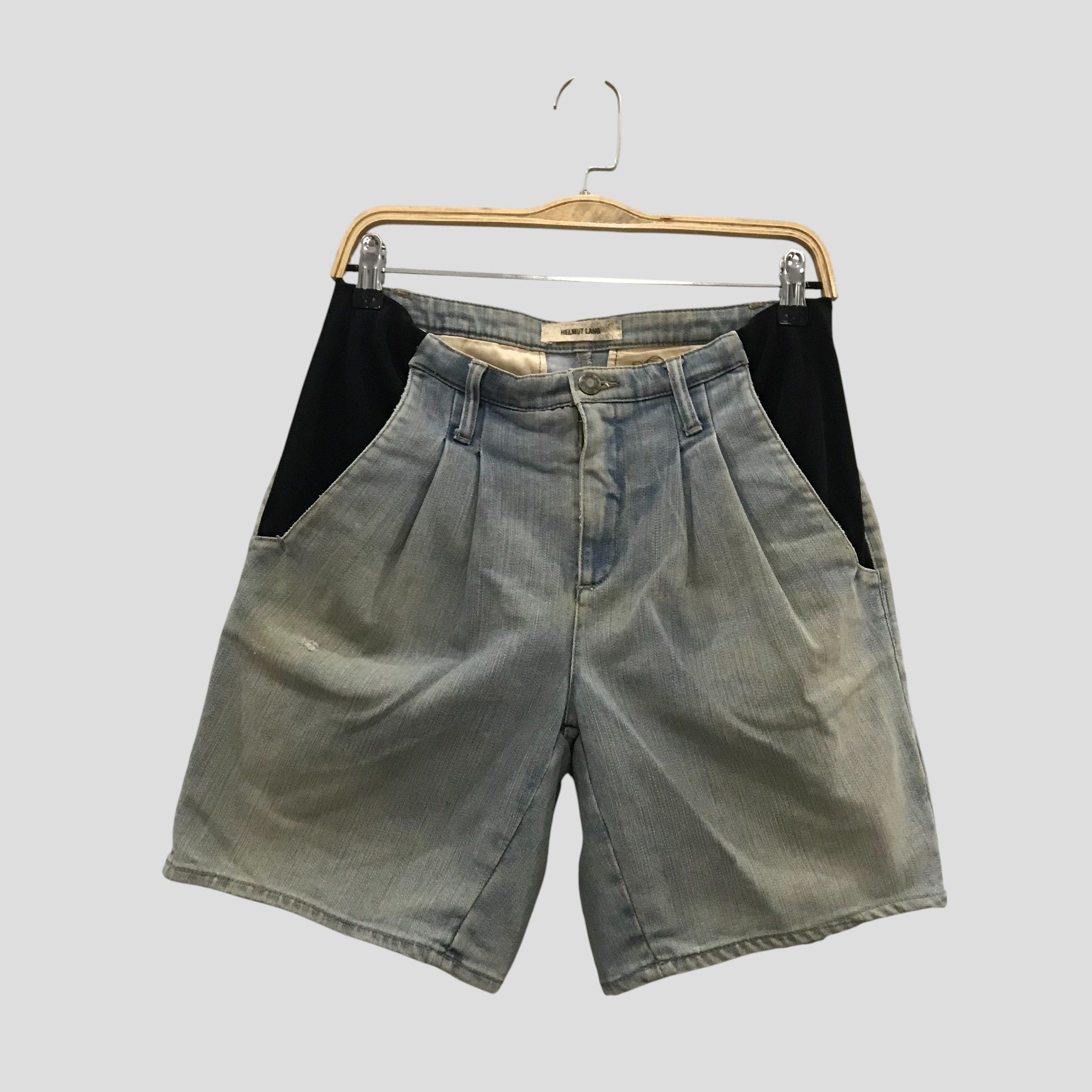 Helmut Lang Vintage Helmut Lang Short Stone Washed Faded Blue Jean Size US 27 - 1 Thumbnail