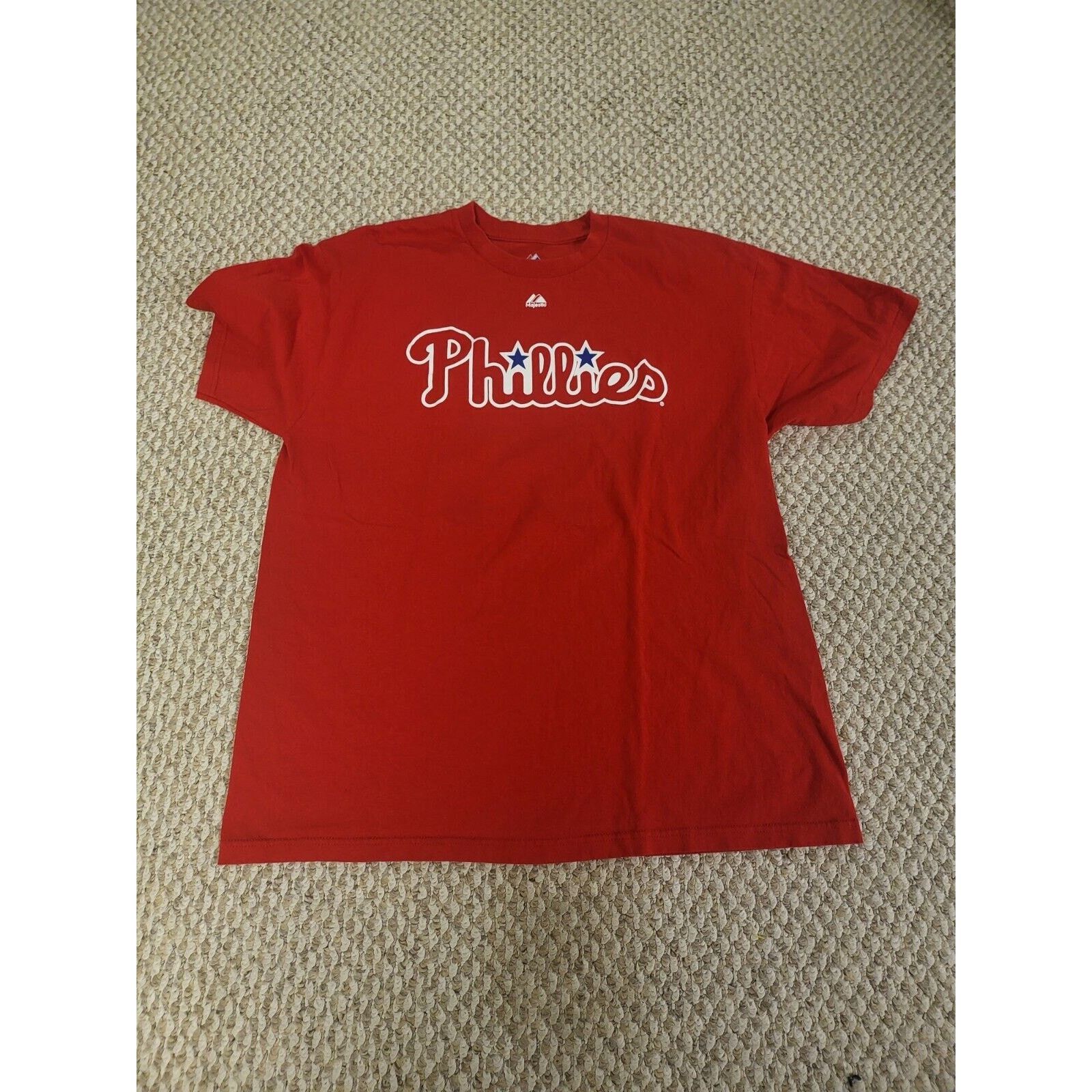 Majestic Phillies #35 Hamels Majestic Brand Short Sleeve Mens Size 44 - 1 Thumbnail