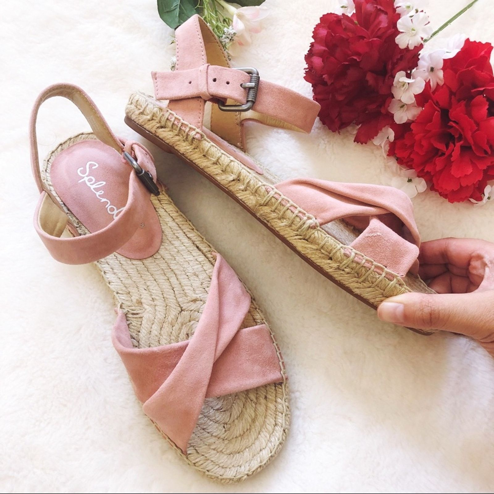 Other Splendid Pink Blush Suede Espadrille Sandals Size US 6.5 / IT 36.5 - 7 Thumbnail