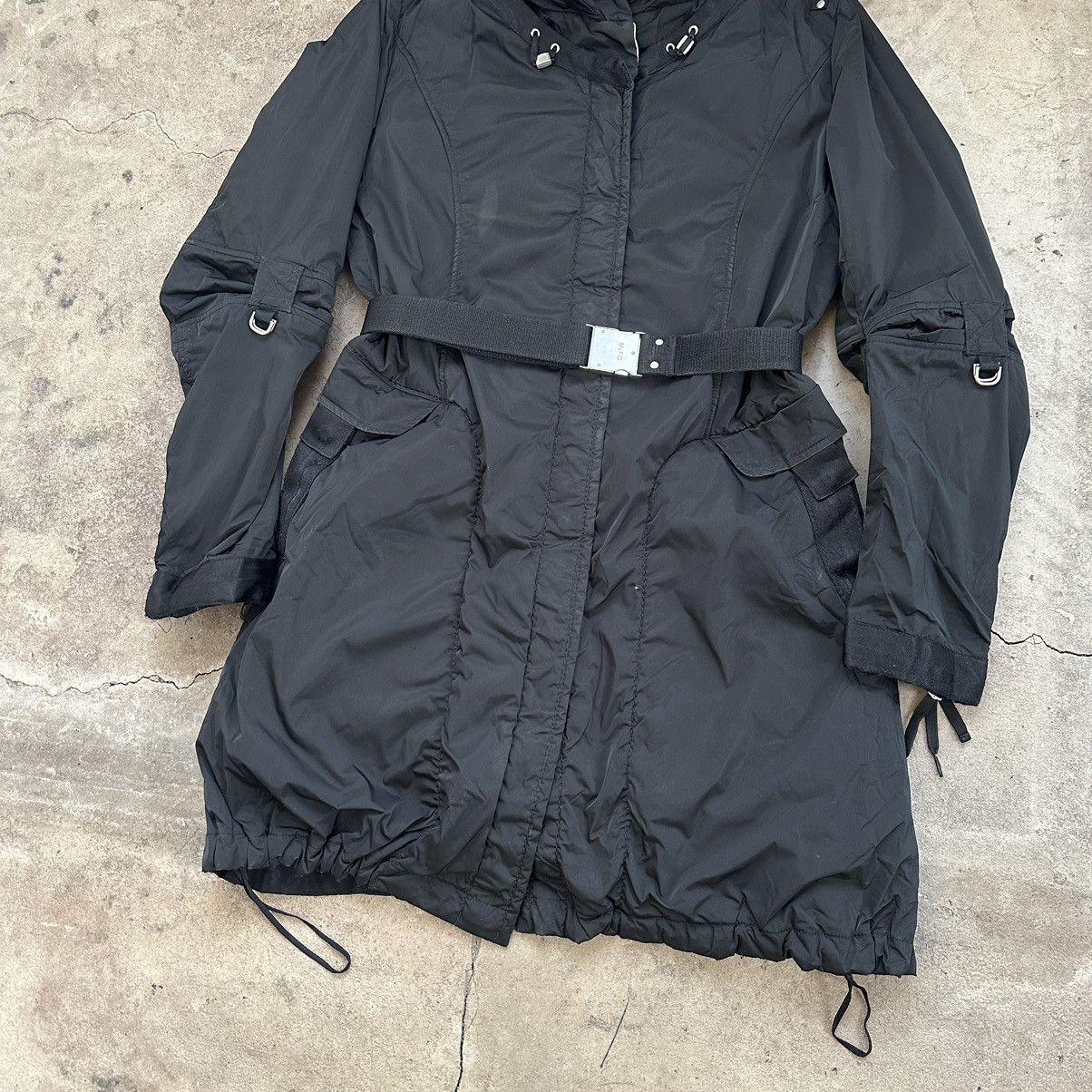 Marithe + Francois Girbaud 🔥BLACK nylon BONDAGE LONG JACKET MFG Size L / US 10 / IT 46 - 4 Thumbnail