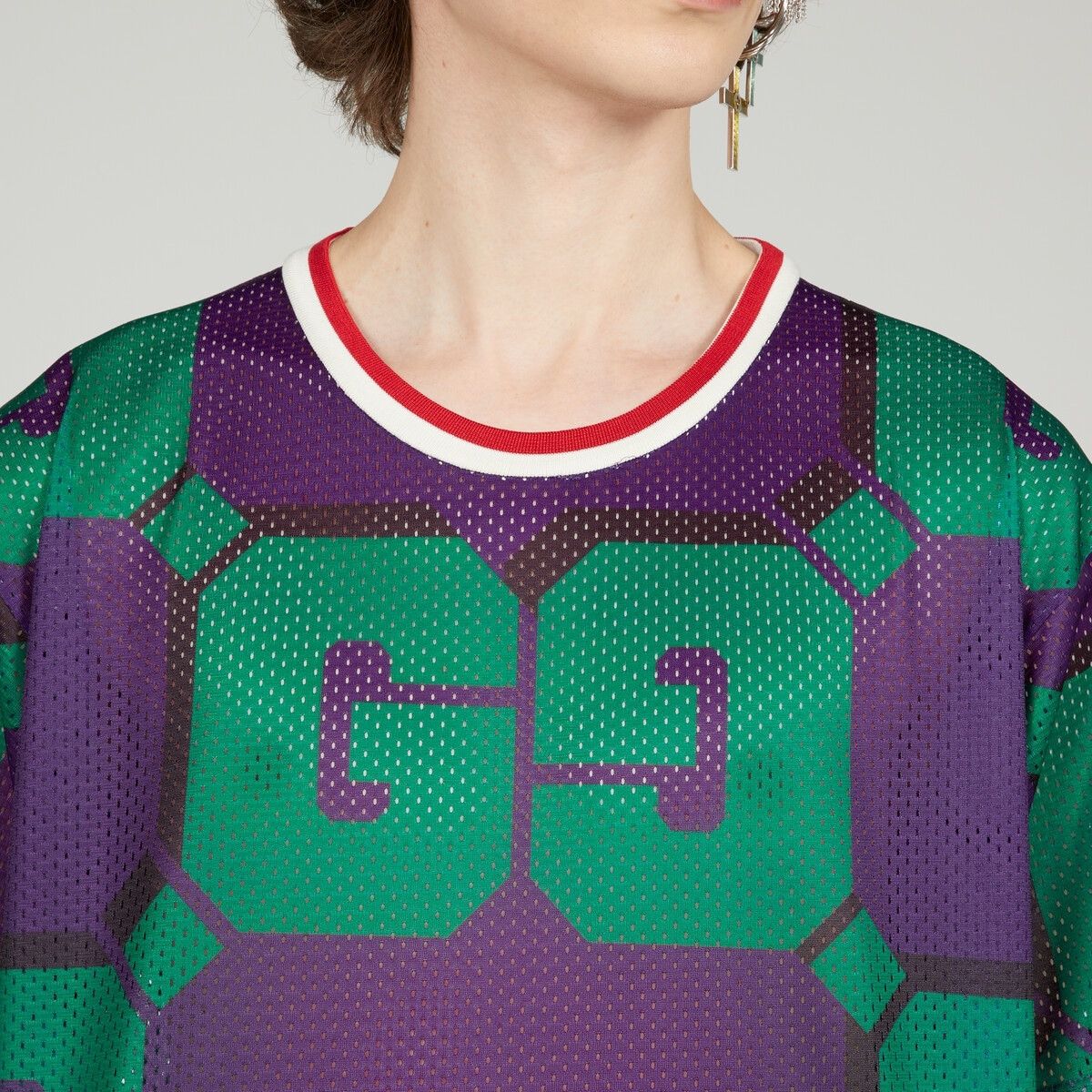 Gucci o1mt1gz0725 GG Print Mesh T-Shirt in Multicolor Size US XS / EU 42 / 0 - 3 Thumbnail