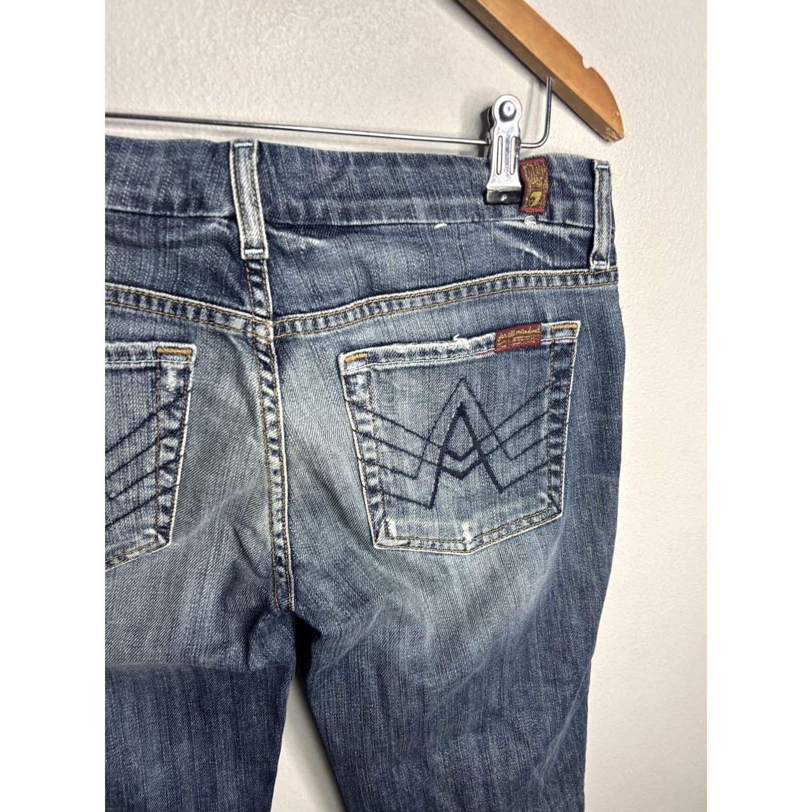 7 For All Mankind 7 For All Mankind Jeans Womens 28 Blue A Pocket Flare Distressed Denim Size 28" / US 6 / IT 42 - 2 Thumbnail