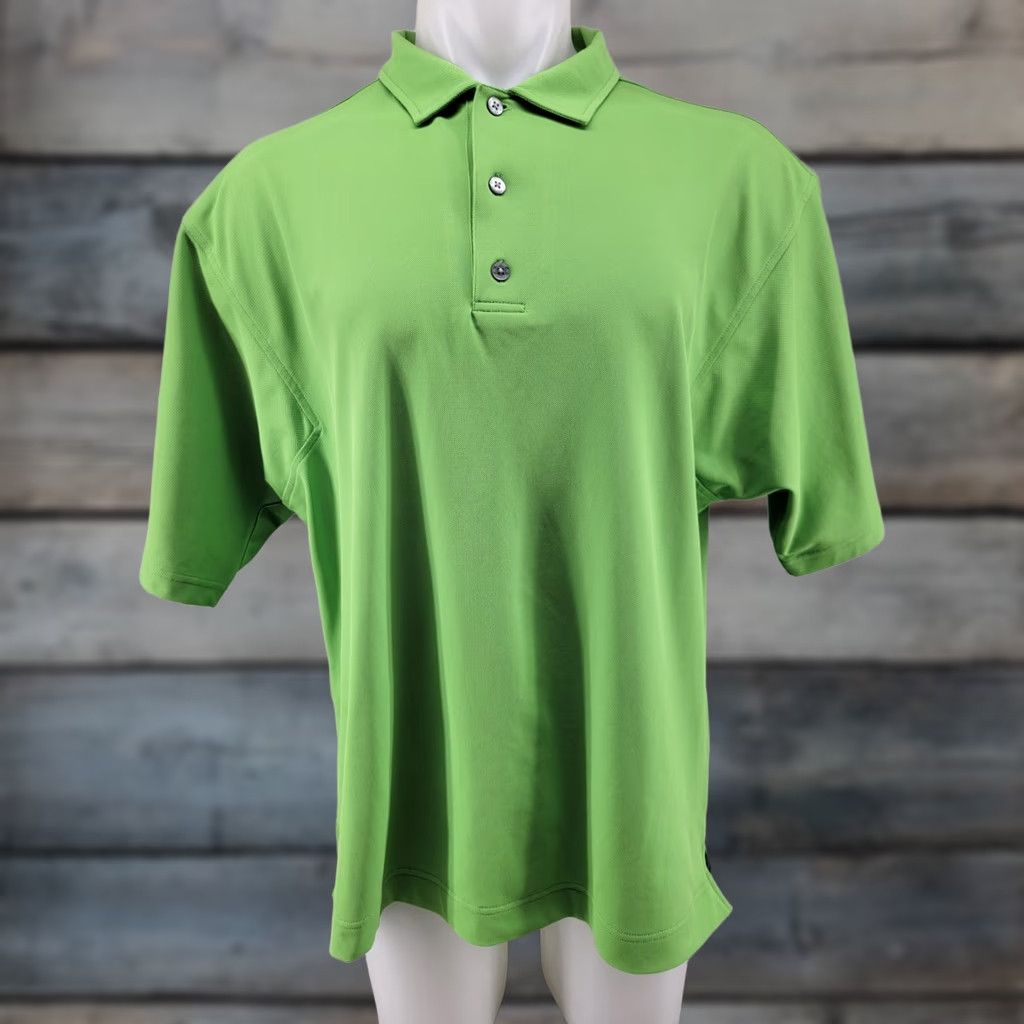 Footjoy FootJoy Polo Shirt Mens Lime Green Size Large Golf Shirt Short Sleeve Collared Button Logo Size US L / EU 52-54 / 3 - 1 Thumbnail