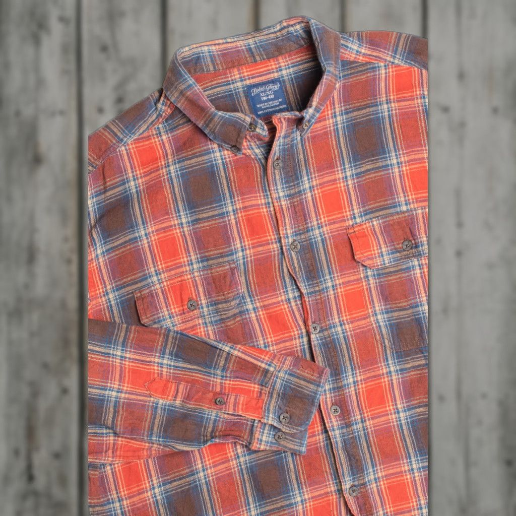 X-LARGE VINTAGE Faded Glory Flannel Shirt X-Large Red Plaid Button-Front Casual 5199 Size US XL / EU 56 / 4 - 1 Thumbnail